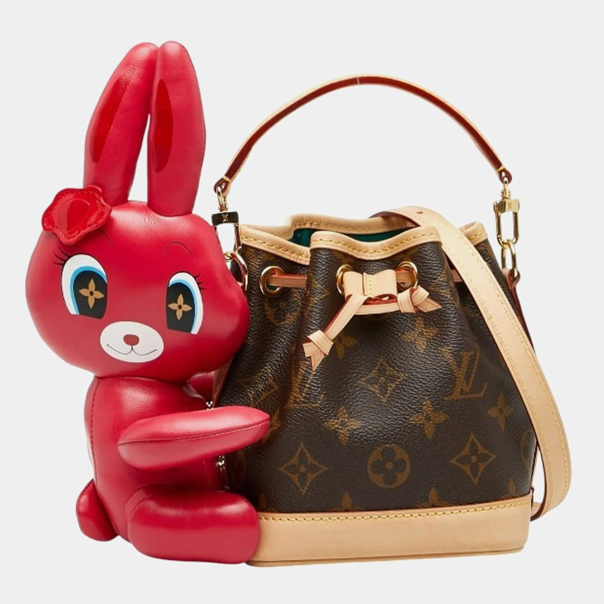 Pre Owned Louis Vuitton X Sun Yitian Nicolas Ghesquiere Animogram Nano Noe Handbag Brown/Pink Leather