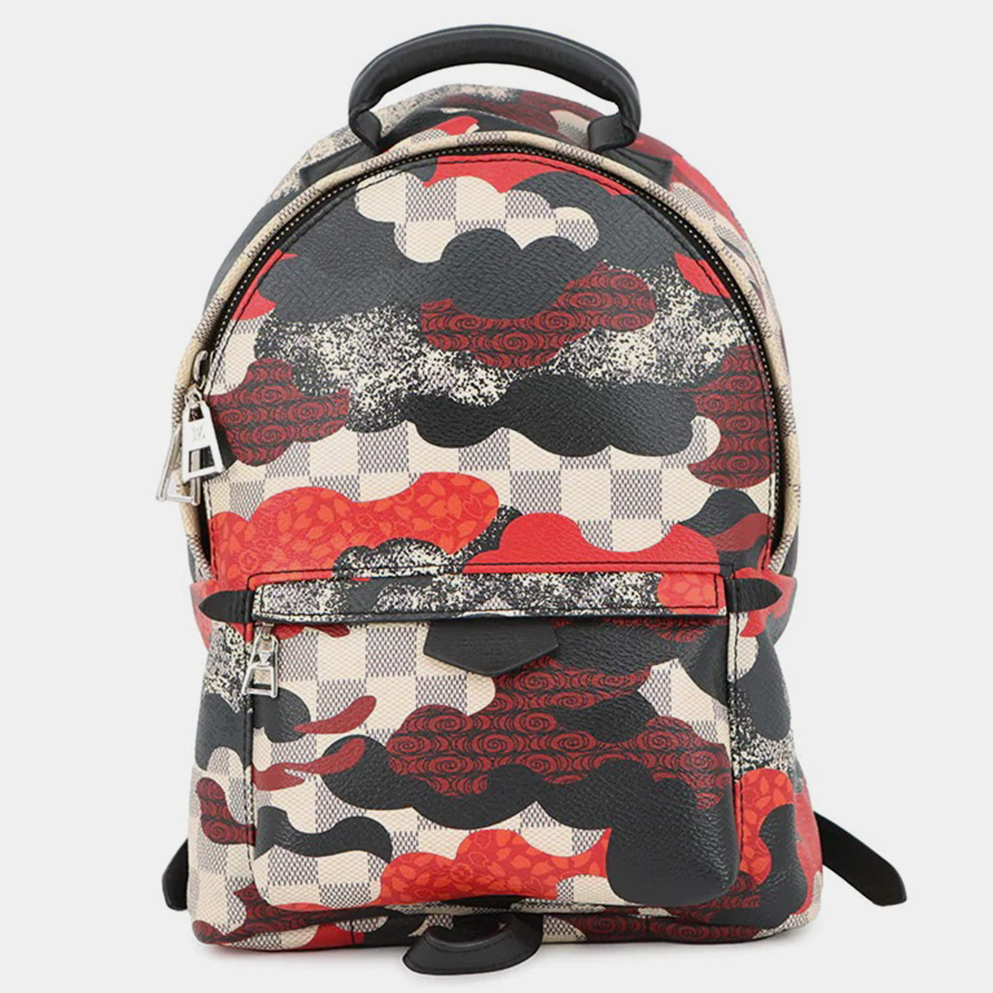 Pre Owned Louis Vuitton Palm Springs Backpack Noir/Multicolor Damier Azur Kansai Yamamoto Size Pm