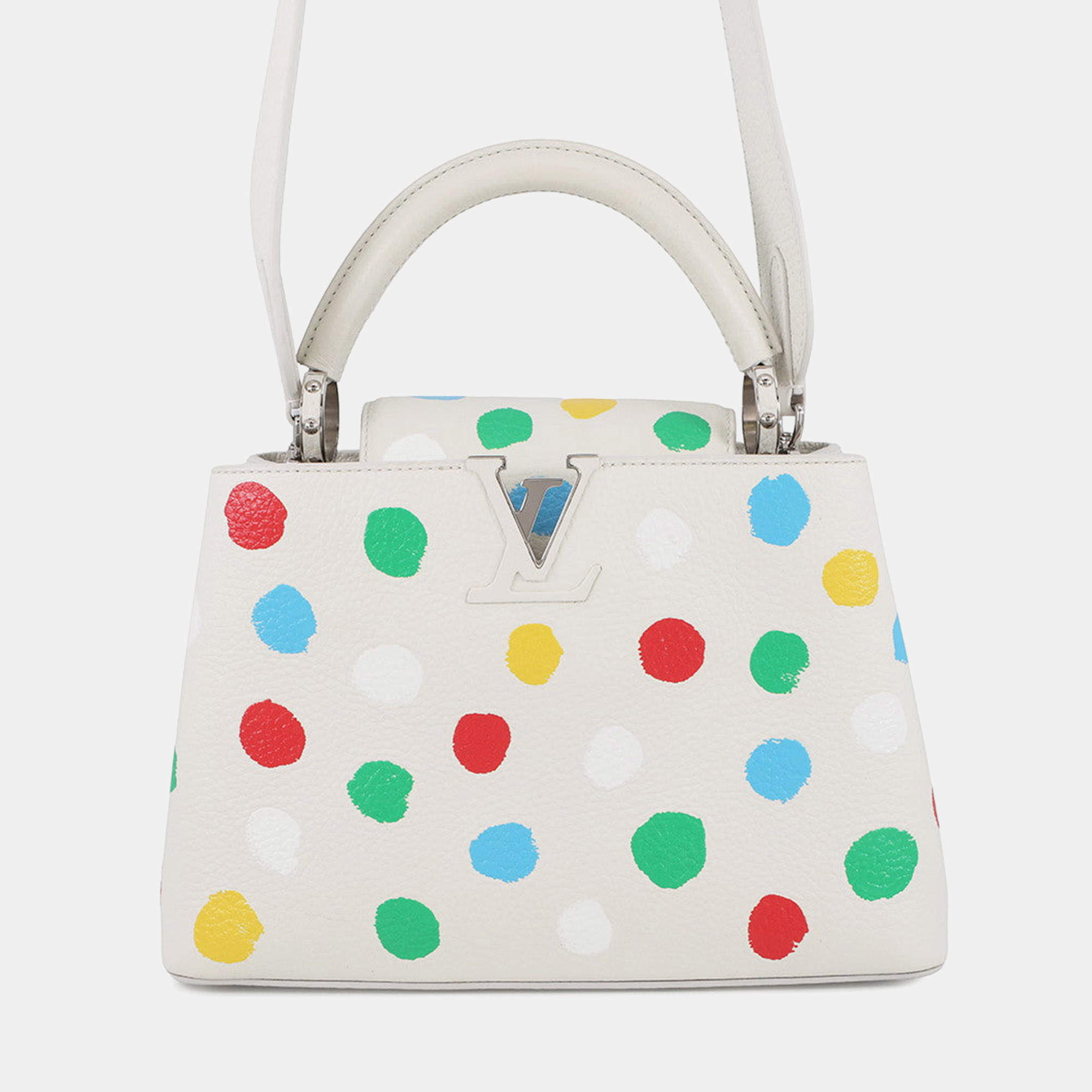 مملوكة مسبقًا حقيبة لويس فيتون كابوسينس Lvxyk جلد توريلون منقطة مطلية أبيض/متعدد الألوان بحجم بي بي