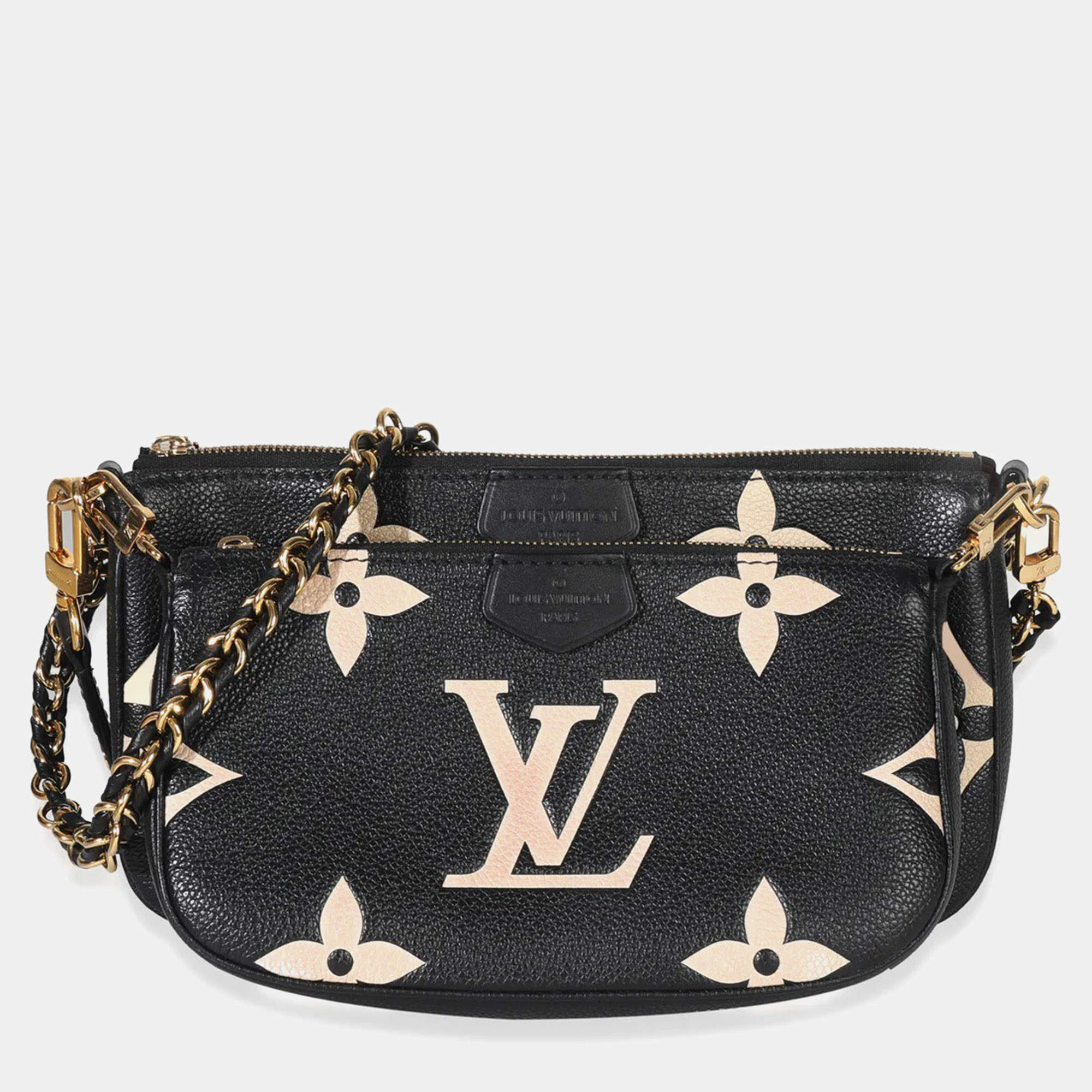 Pre Owned Louis Vuitton Black/Beige Giant Monogram Empreinte Multi Pochette Accessories