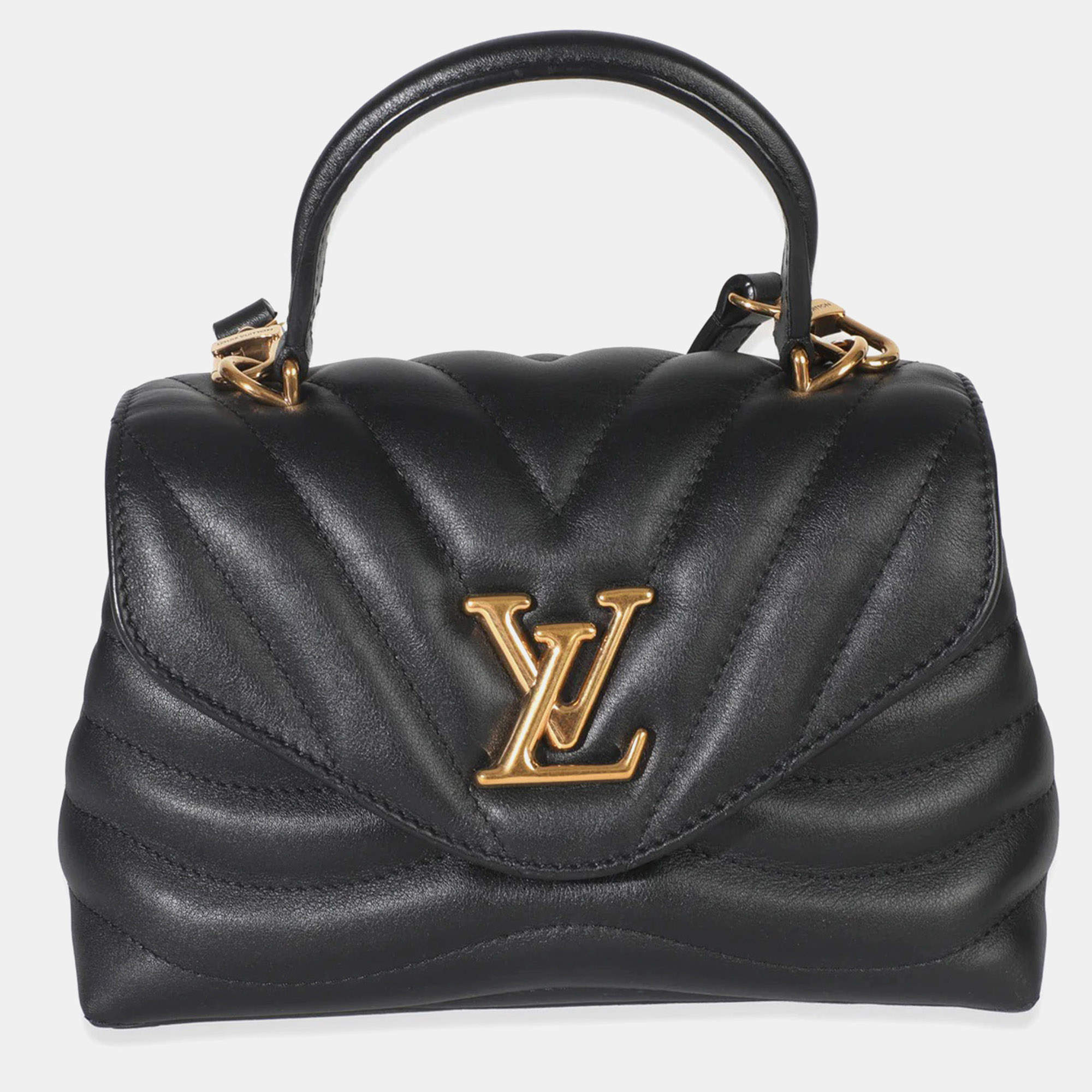 Pre Owned Louis Vuitton Black Calfskin New Wave Hold Me Top Handle Bag