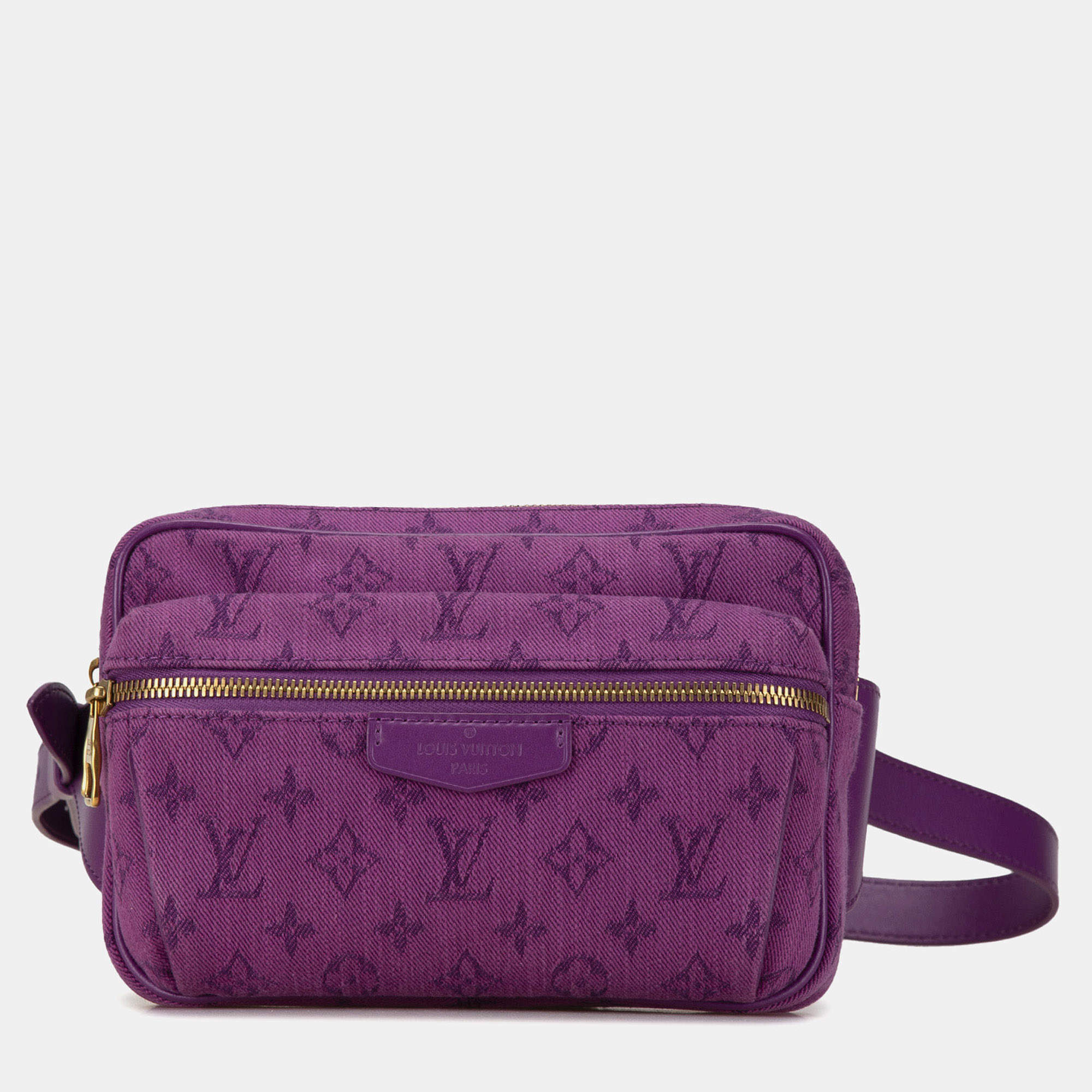 Pre Owned Louis Vuitton Purple Monogram Denim Outdoor Bumbag