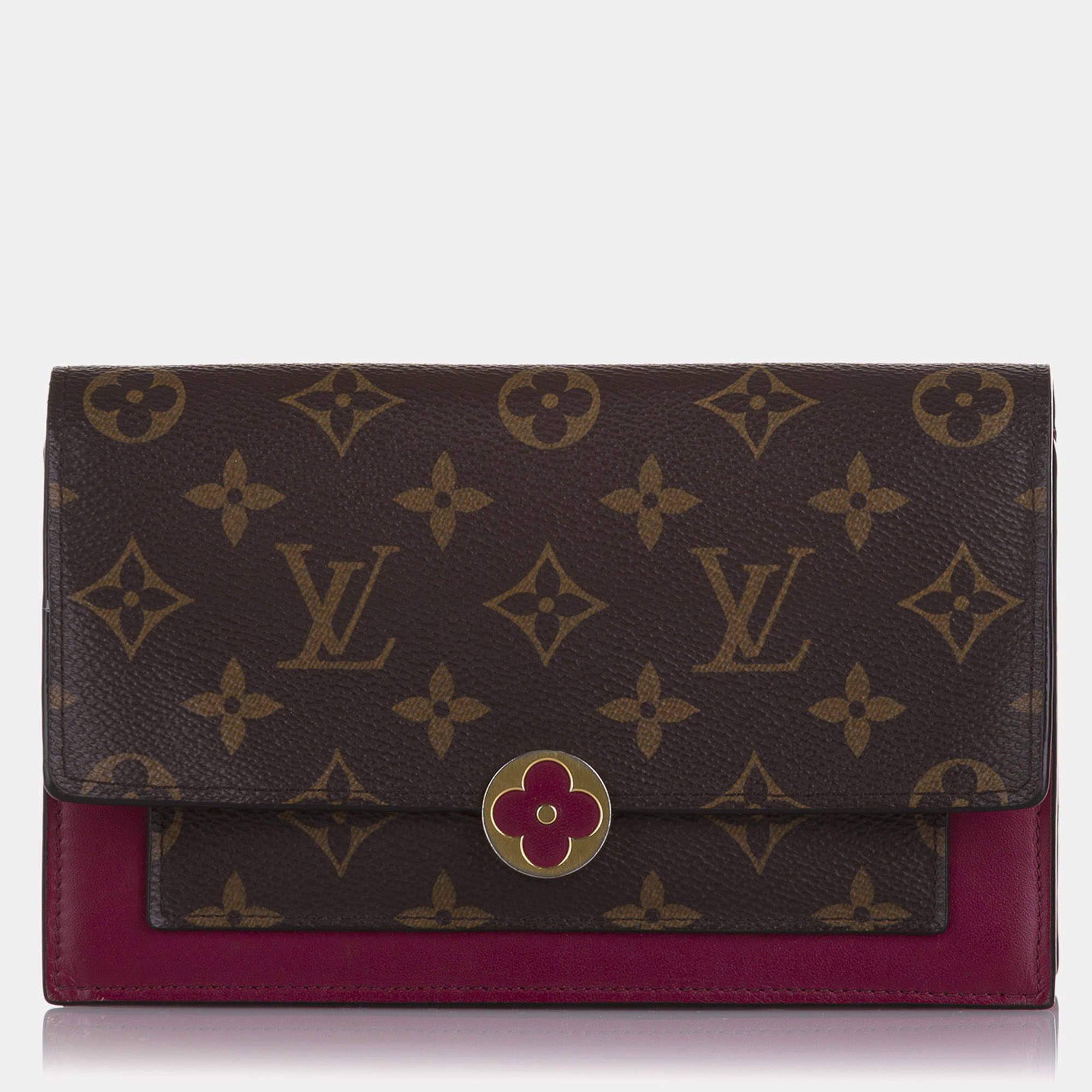 مملوكة مسبقًا Louis Vuitton Brown Monogram Flore Wallet On Chain