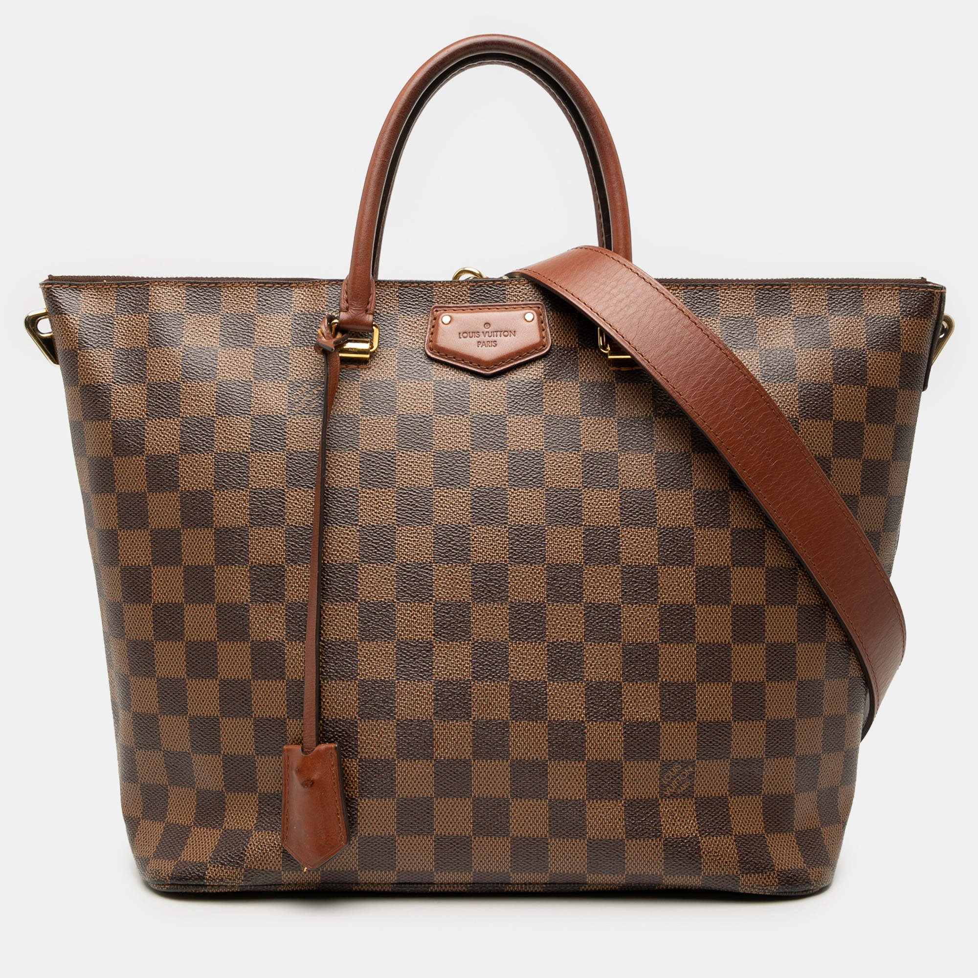 Pre Owned Louis Vuitton Brown Damier Ebene Belmont MM