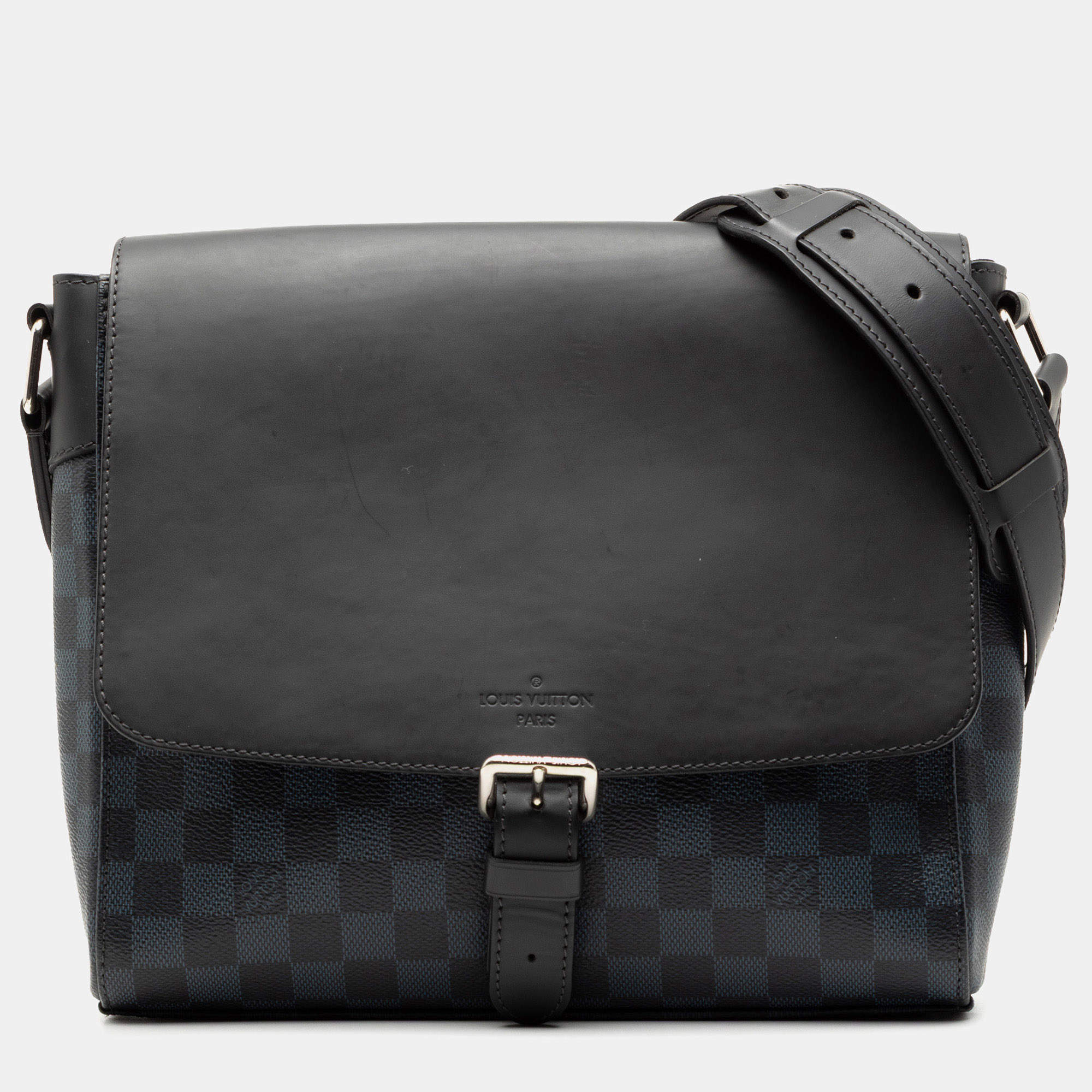 مملوكة مسبقًا Louis Vuitton Black Blue Damier Cobalt Newport Messenger PM