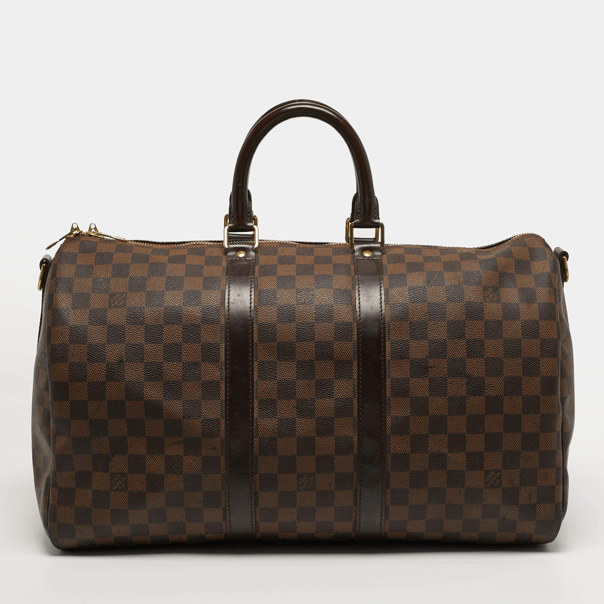 Pre Owned Louis Vuitton Keepall Bandouliere 45 Damier Ebene Canvas Bag
