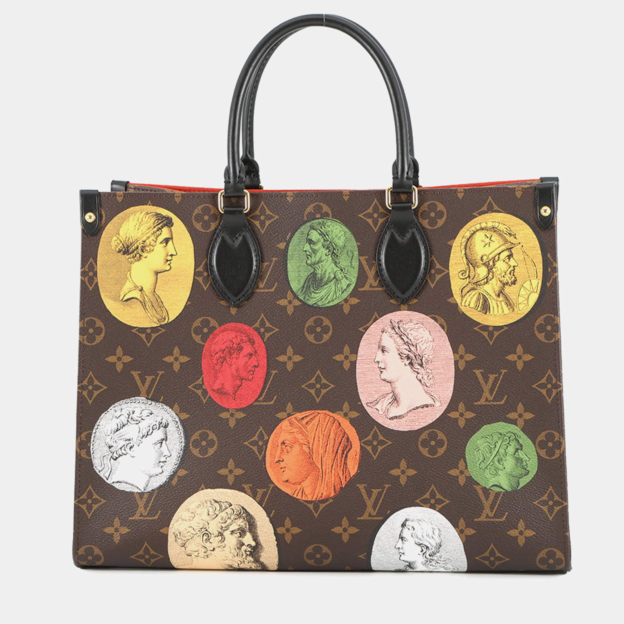 Pre Owned Louis Vuitton Onthego Fornasetti Multicolor Monogram / Cameo Size Mm