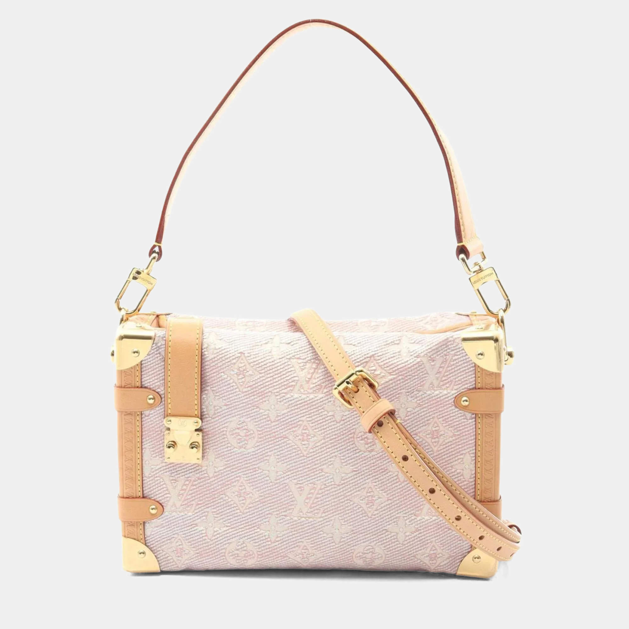 Pre Owned Louis Vuitton Side Trunk Mm Handbag Pvc-Coated Canvas And Leather Pink/Brown