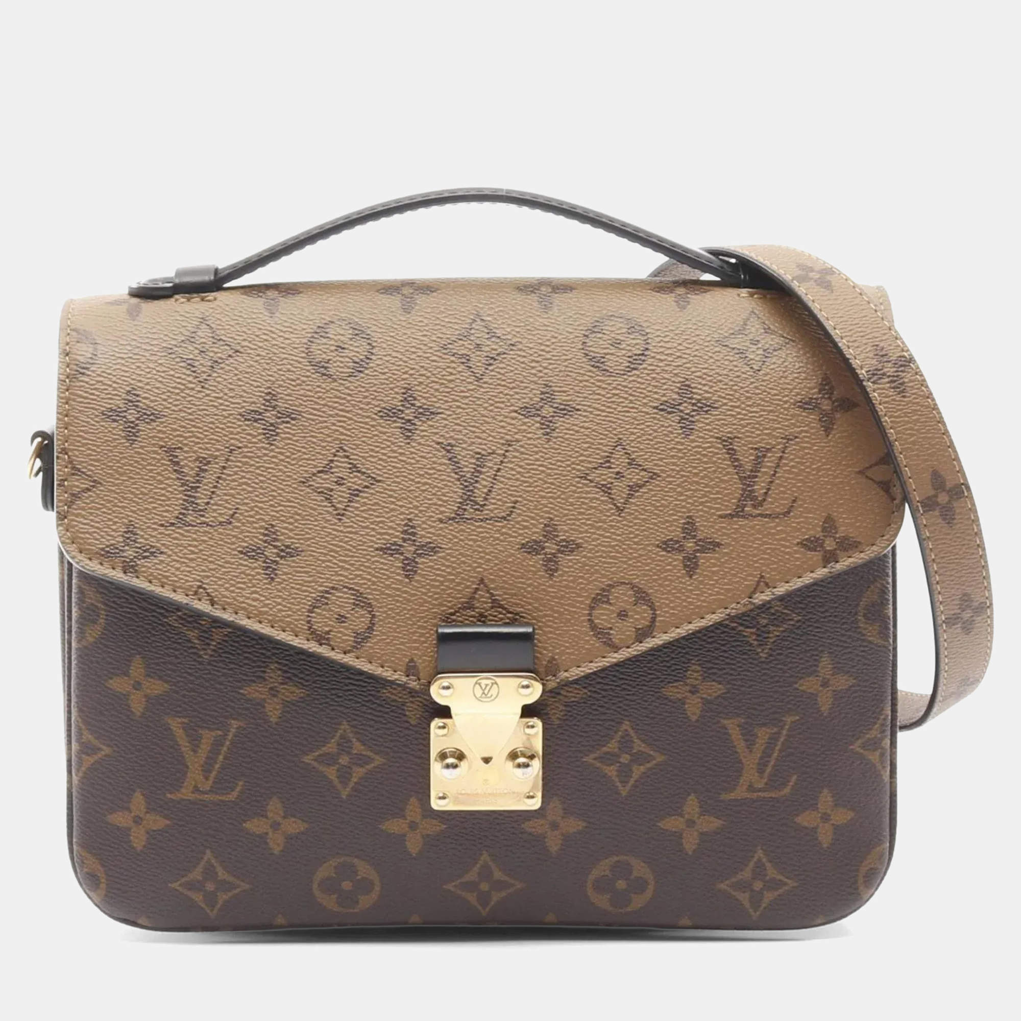 مملوكة مسبقًا Louis Vuitton Metis Mm Monogram Reverse Pochette Handbag Coated Canvas And Leather Brown Black