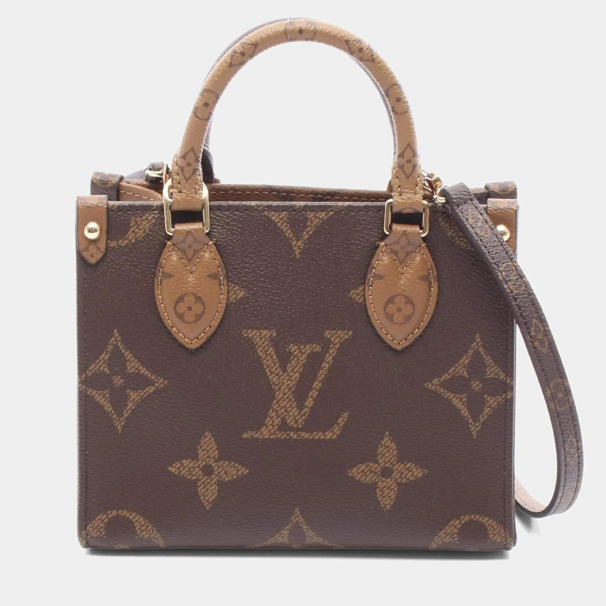 مملوكة مسبقًا Louis Vuitton On The Go Bb Handbag Pvc-Coated Canvas And Leather Monogram Reverse Brown