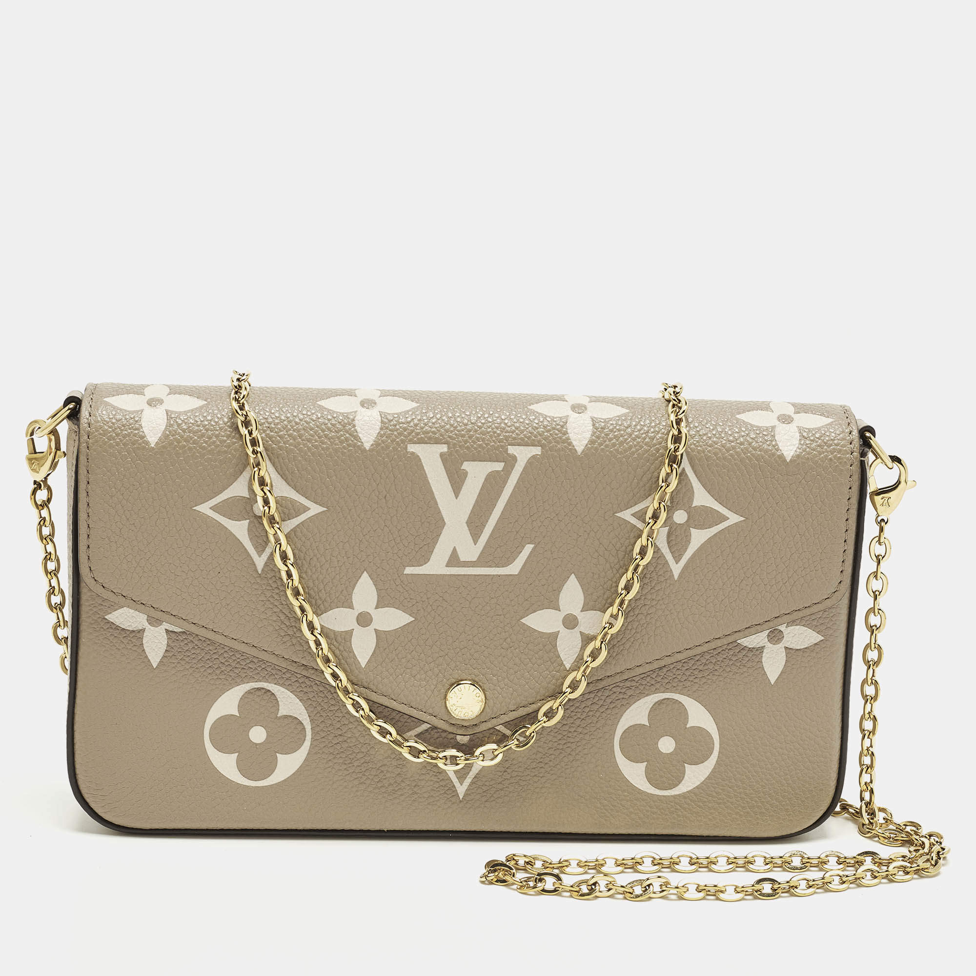 مملوكة مسبقًا Louis Vuitton Felicie Tourterelle /Crème Damier Ebene Canvas Pochette Bag