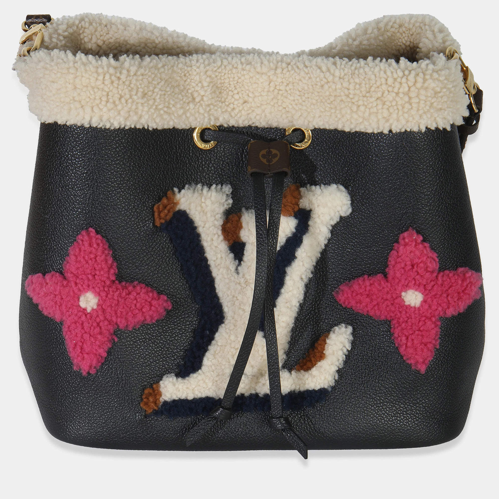 Pre Owned Louis Vuitton Black Shearling Monogram Neonoe MM