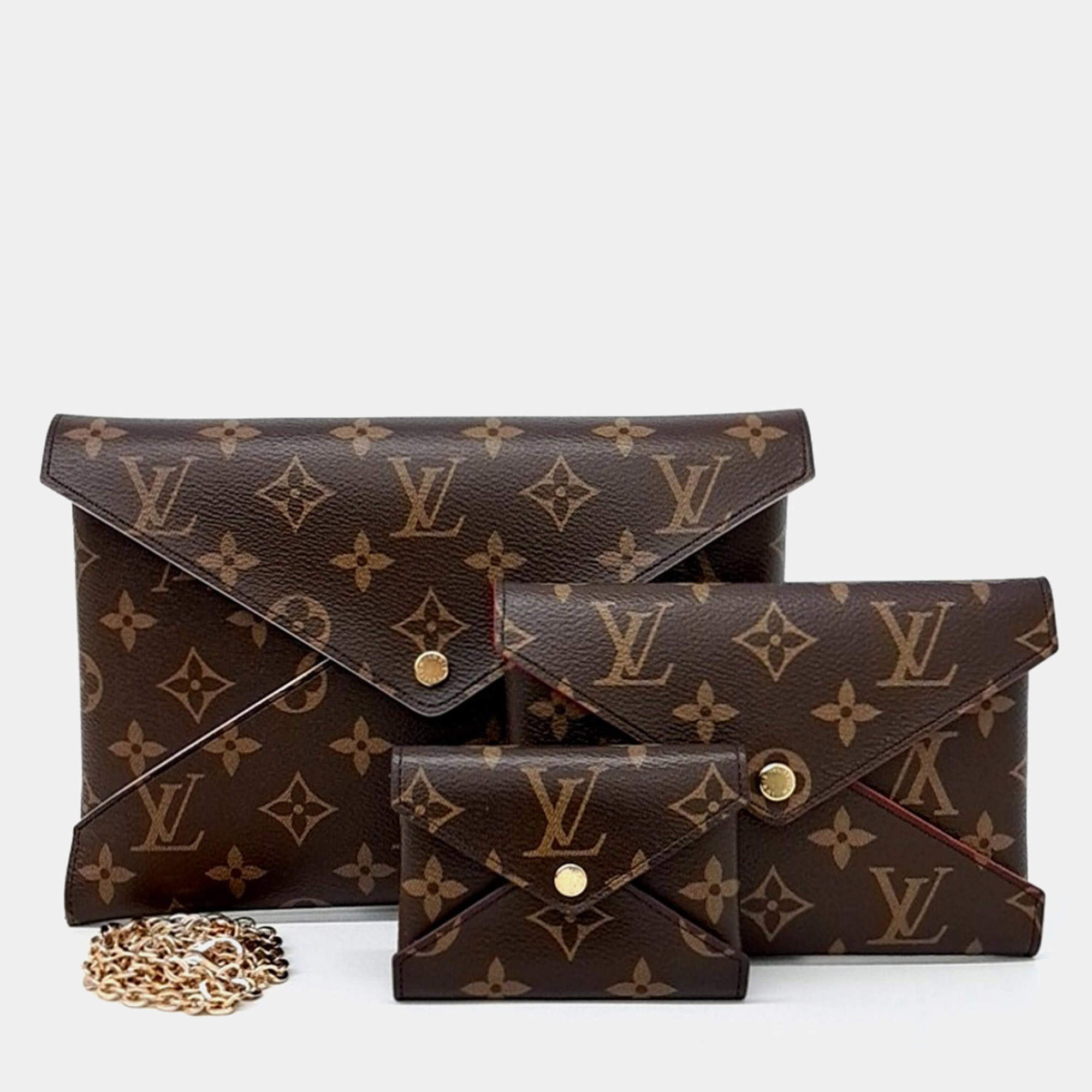Pre Owned Louis Vuitton Brown Coated Canvas Monogram Kirigami Clutch