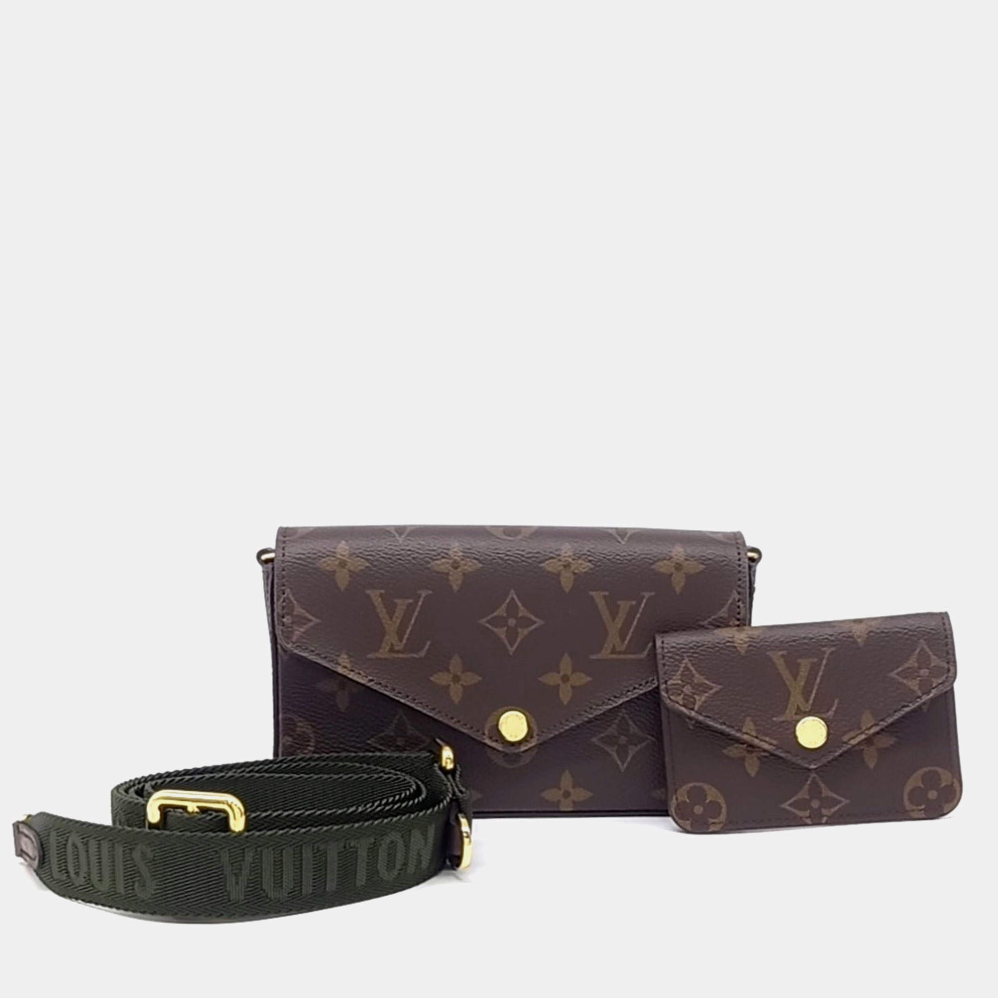 Pre Owned Louis Vuitton Brown Coated Canvas Felicie Strap & Go