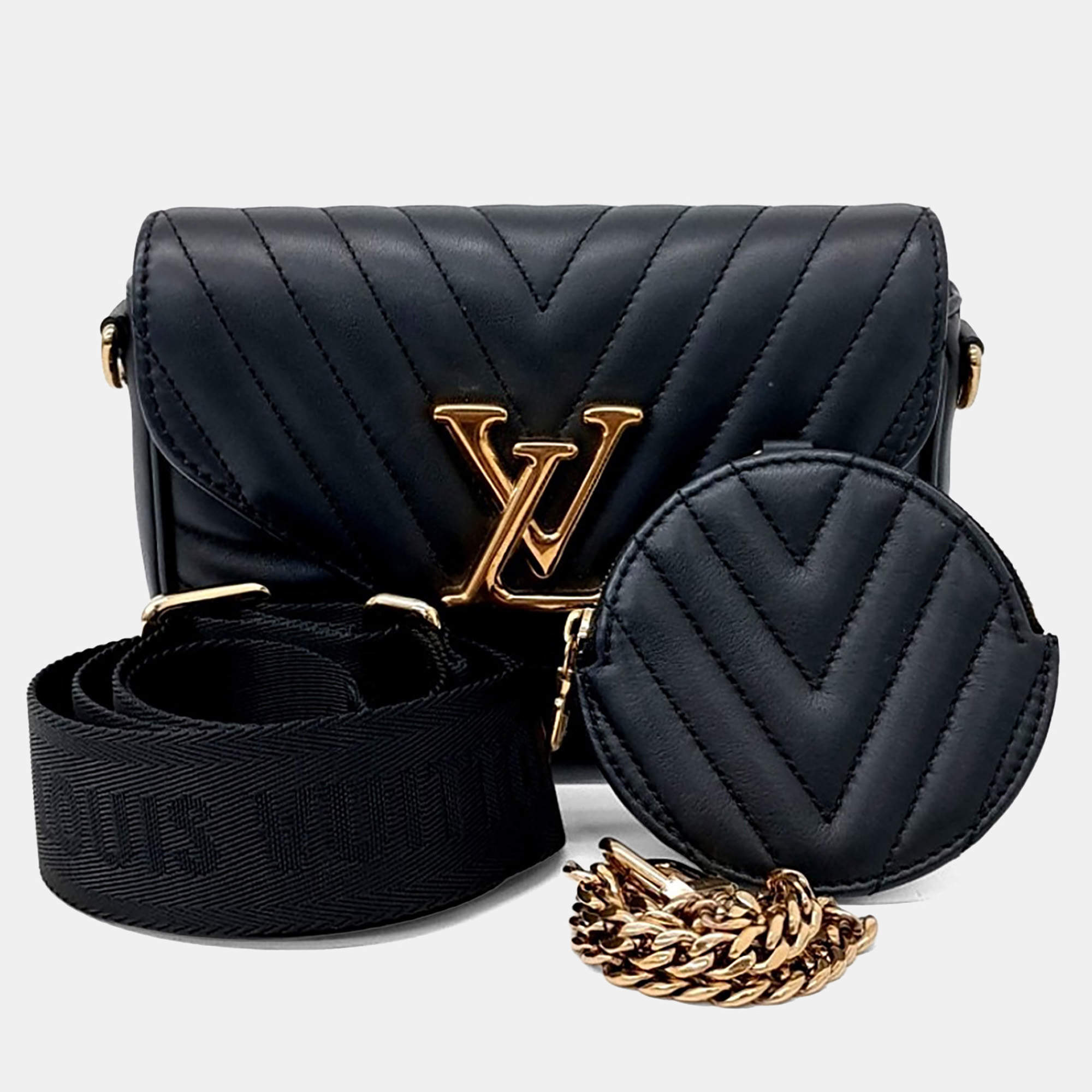 Pre Owned Louis Vuitton Black Leather New Wave Multi Pochette