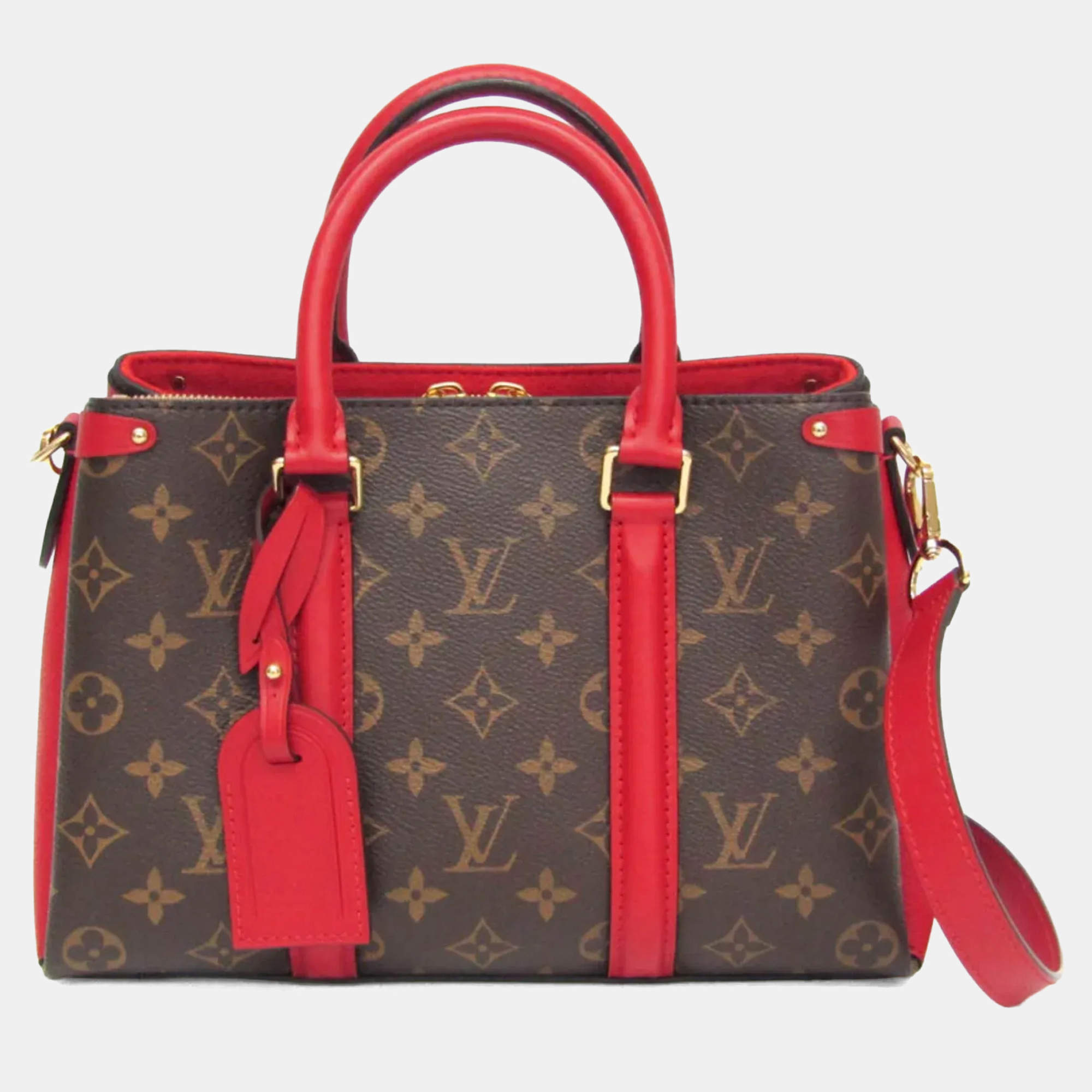 Pre Owned Louis Vuitton Monogram Sufflo Nv Bb Shoulder Bag Brown Red Color