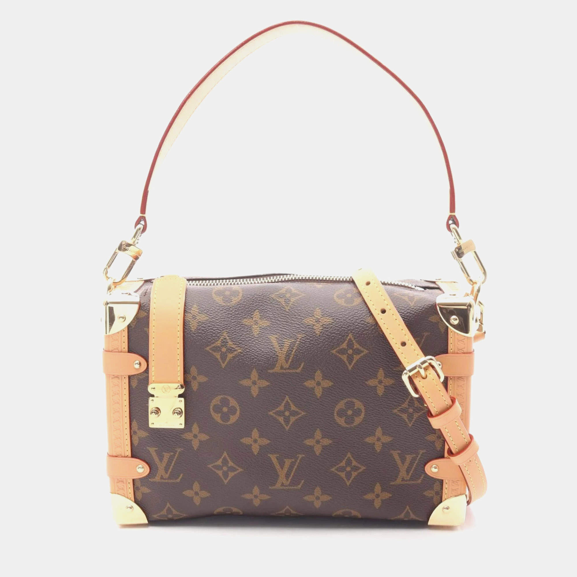 مملوكة مسبقًا Louis Vuitton Side Trunk Mm Monogram Handbag Coated Canvas And Leather Brown