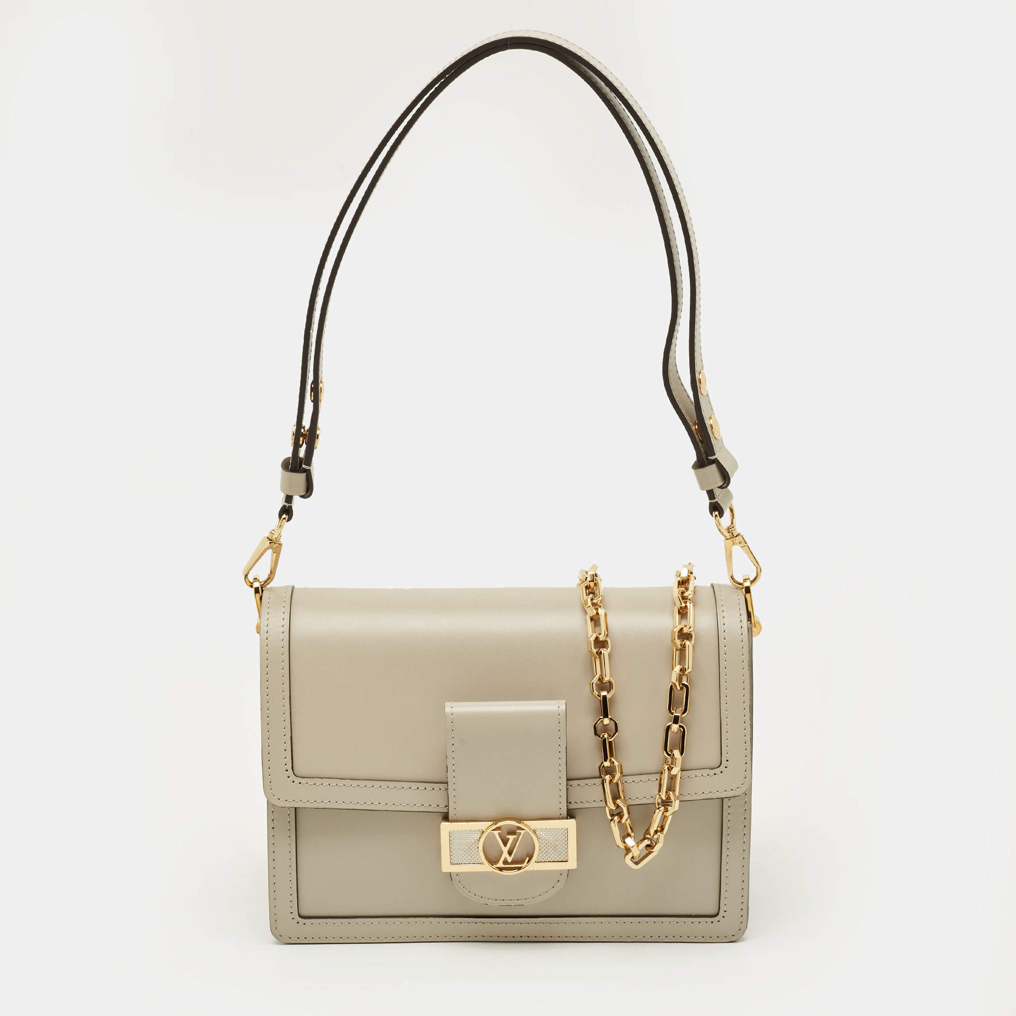 Pre Owned Louis Vuitton Dauphine MM Galet Leather Shoulder Bag