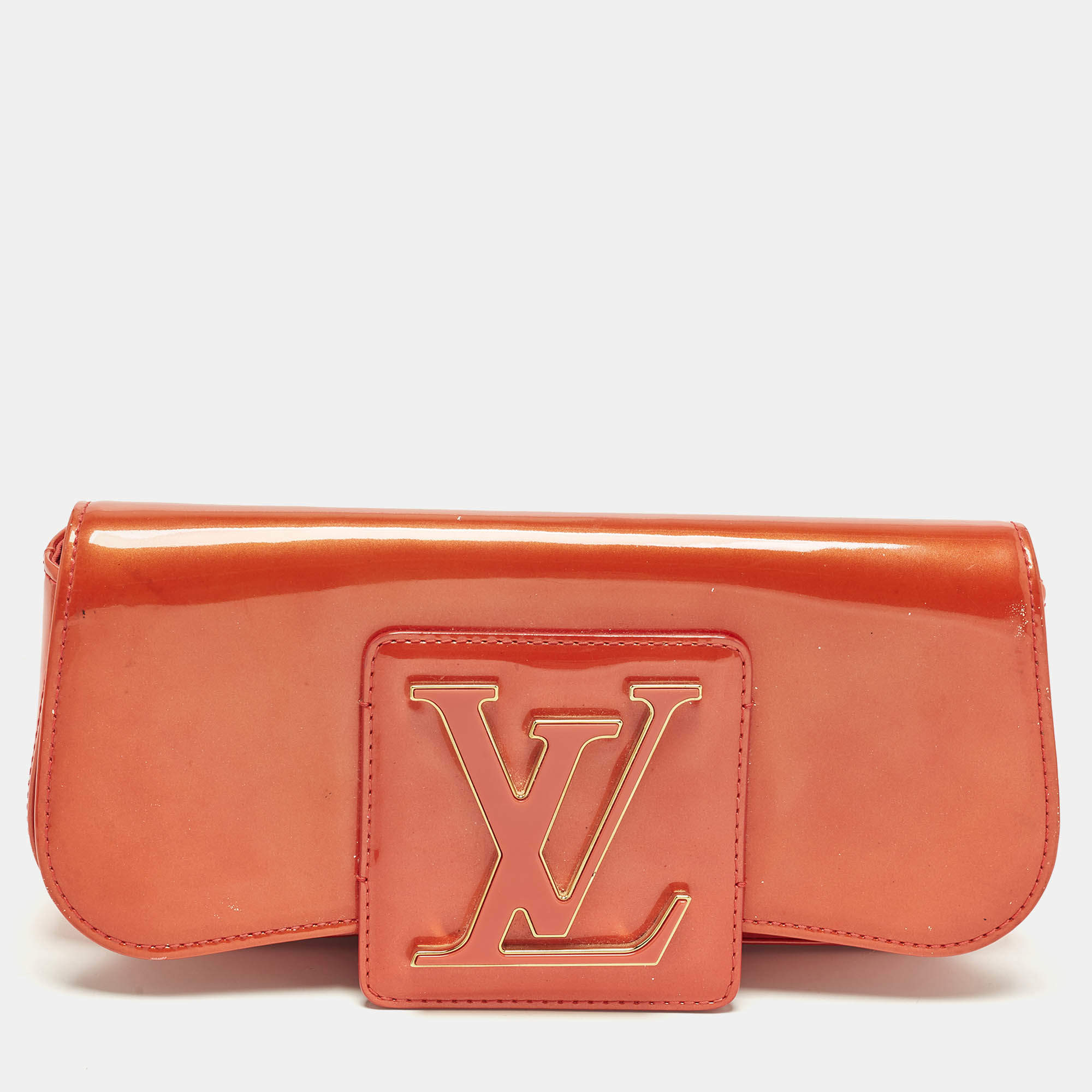 Pre Owned حقيبة كلتش لوي فيتون سوب جلد فيرنيه برتقالي غروب شمس