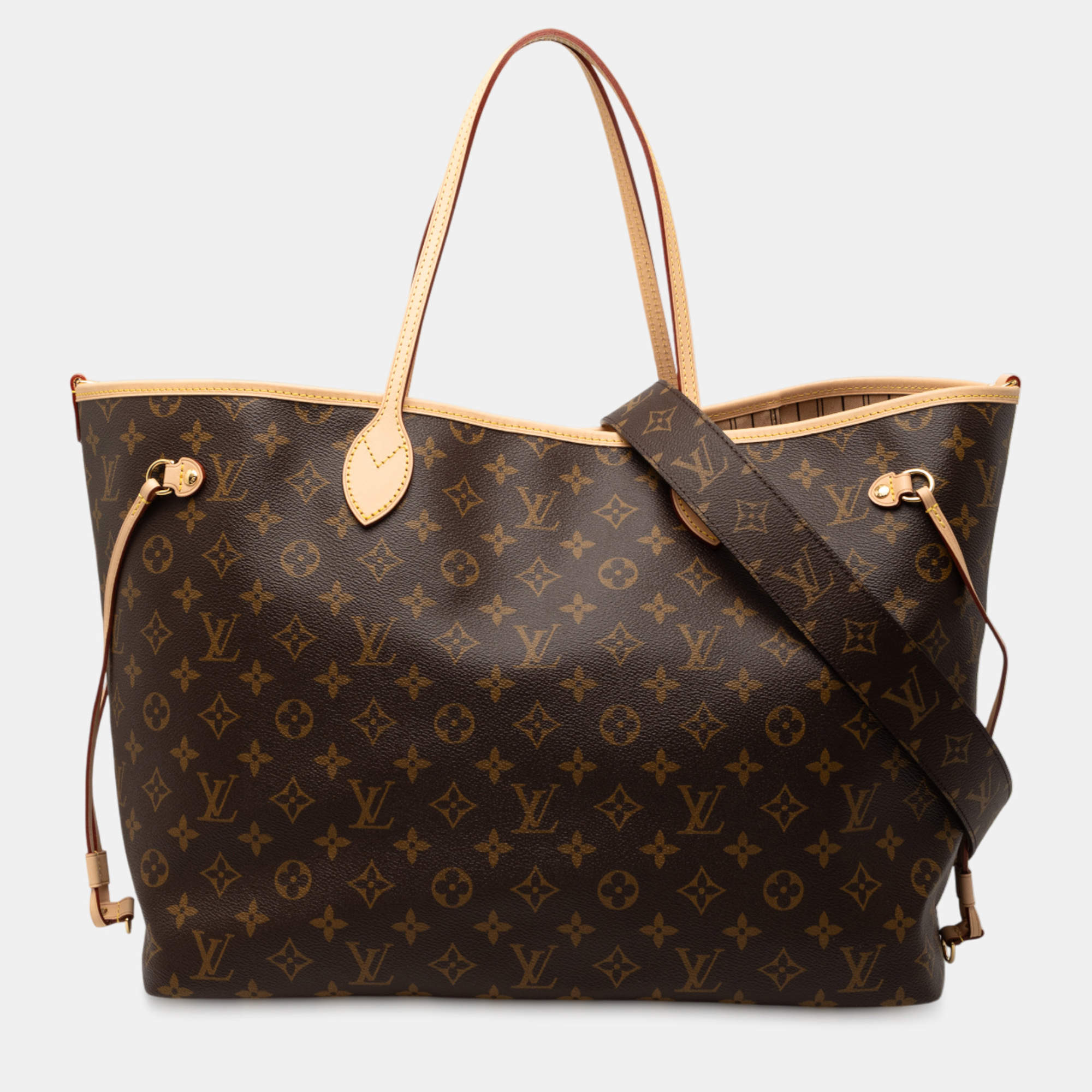 Pre Owned Louis Vuitton Brown Monogram Neverfull Bandouliere Inside Out GM