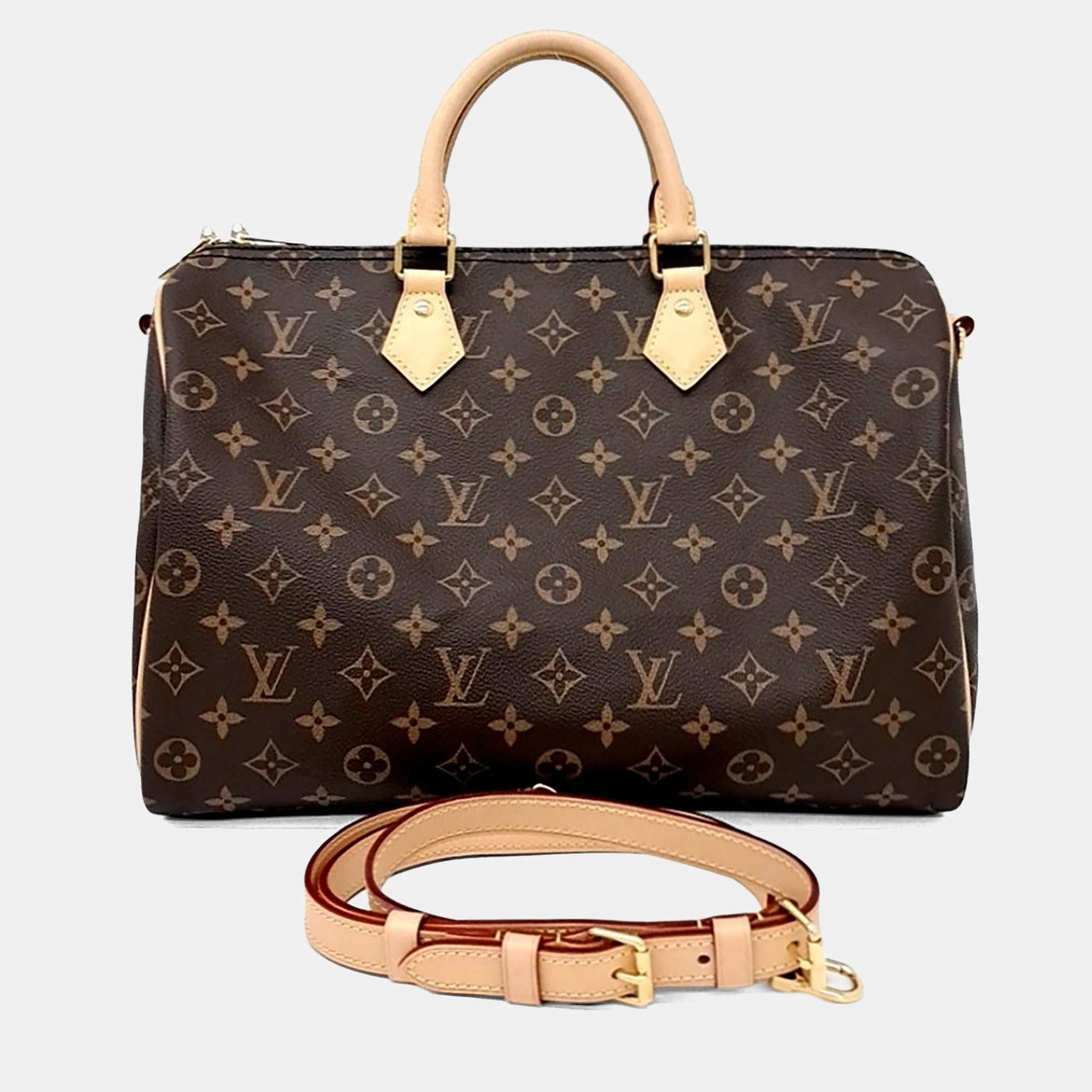 Pre Owned Louis Vuitton Brown Canvas Monogram Bandoulière Speedy 35 M46981