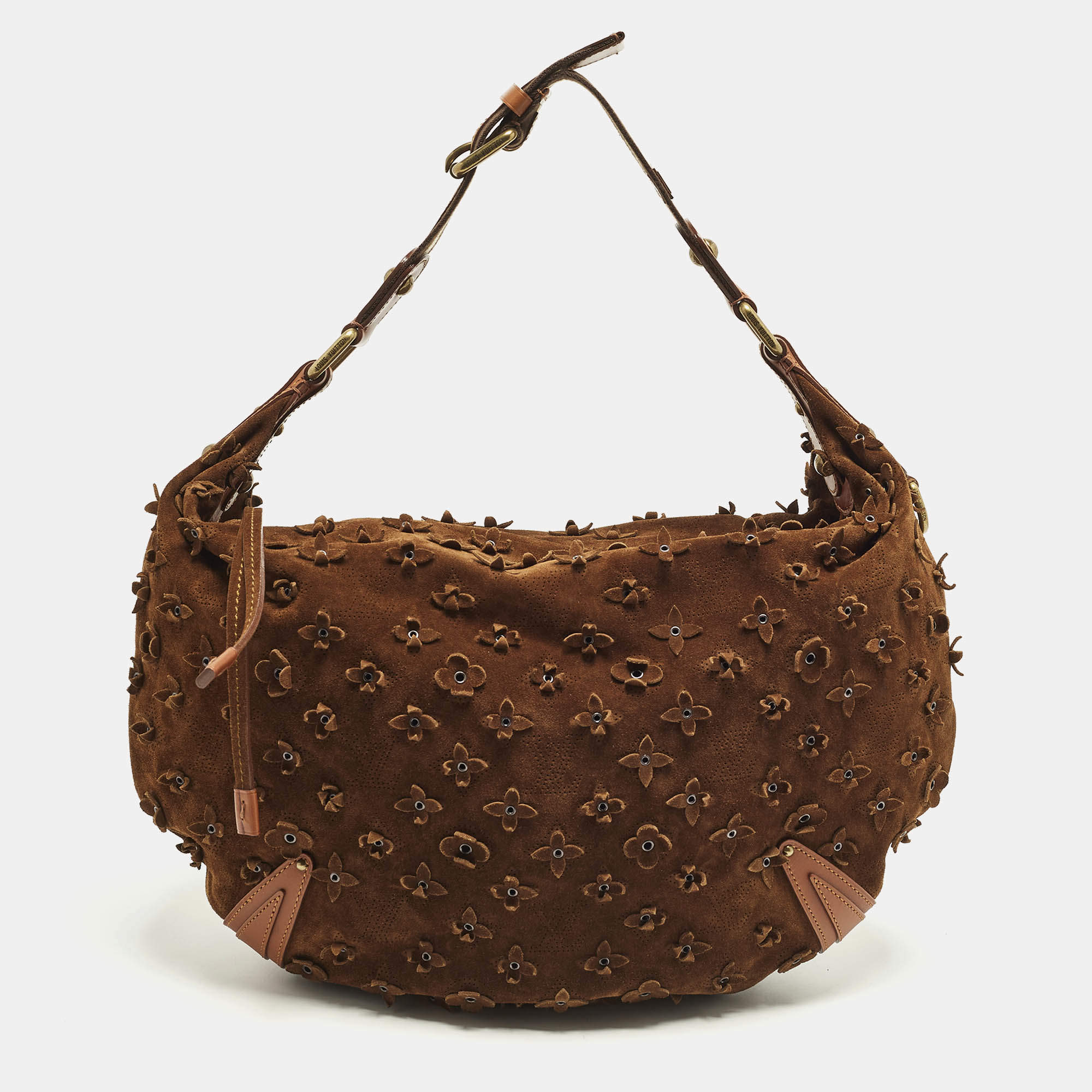 مملوكة مسبقًا Louis Vuitton Onatah Fleurs GM Cacao Monogram Suede Bag