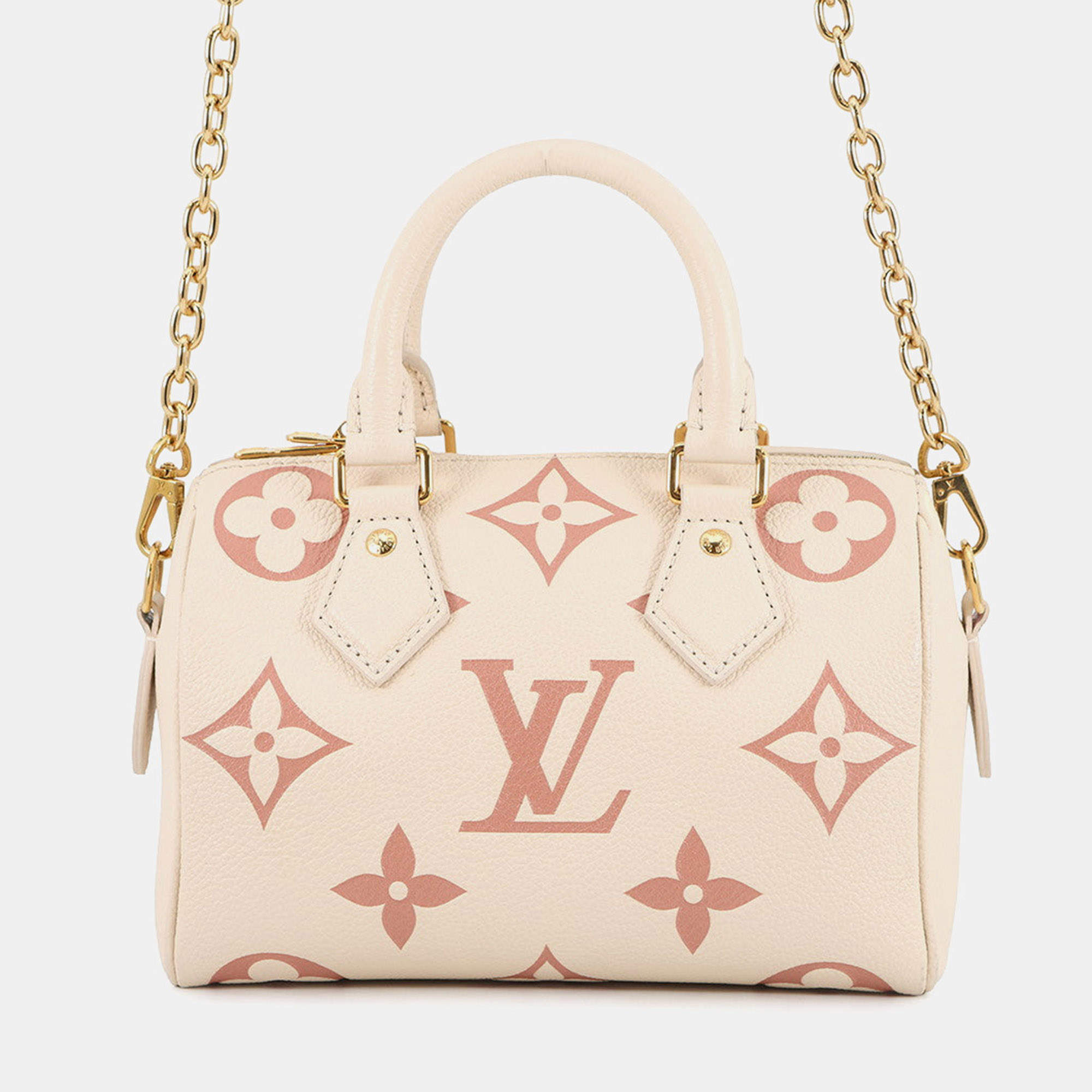 Pre Owned Louis Vuitton Speedy Bandouliere CrMe/Rose Trianonem46397 Monogram Empreinte Leather Size 20