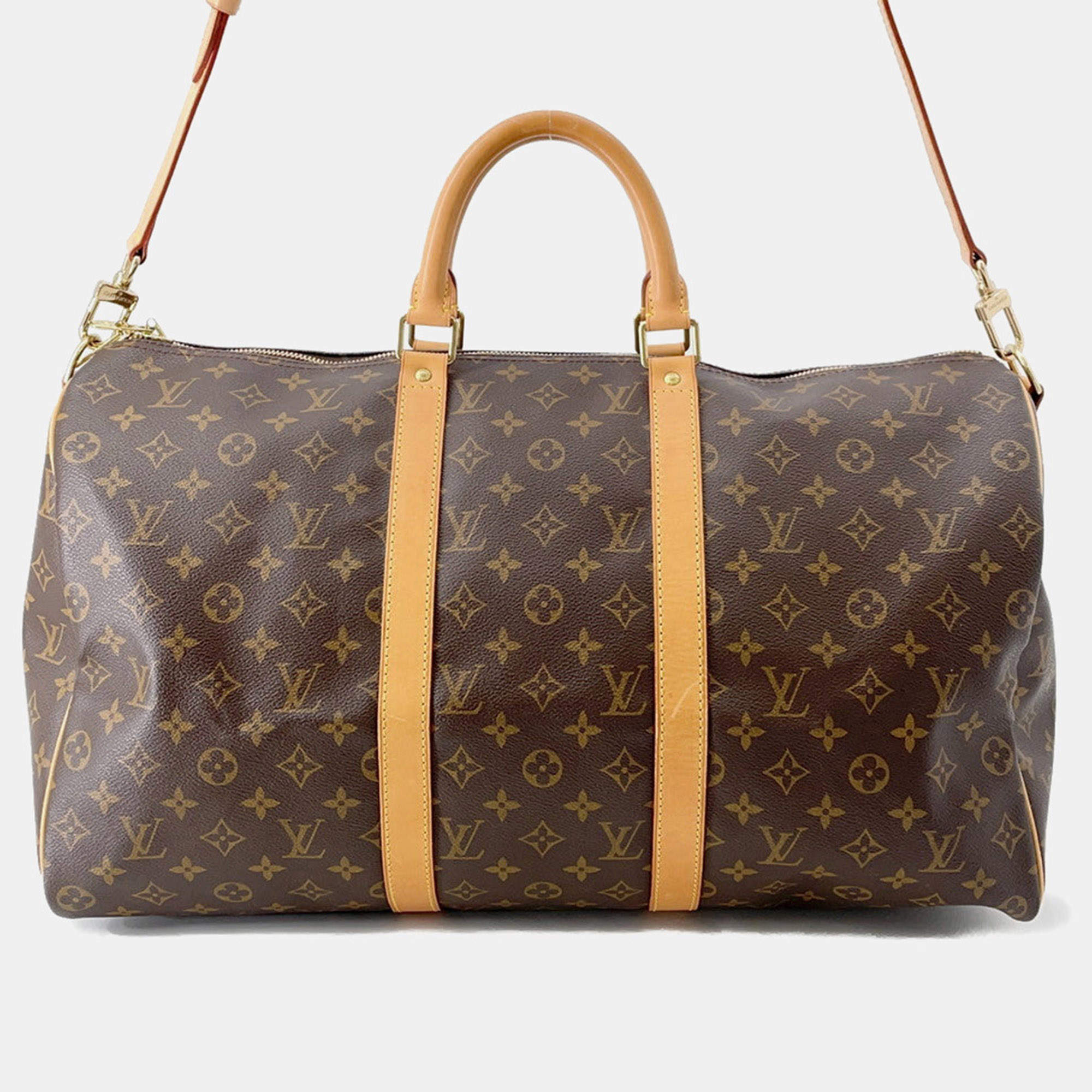 مملوكة مسبقًا Louis Vuitton Keepall Bandouliere Brown Monogram Size 50