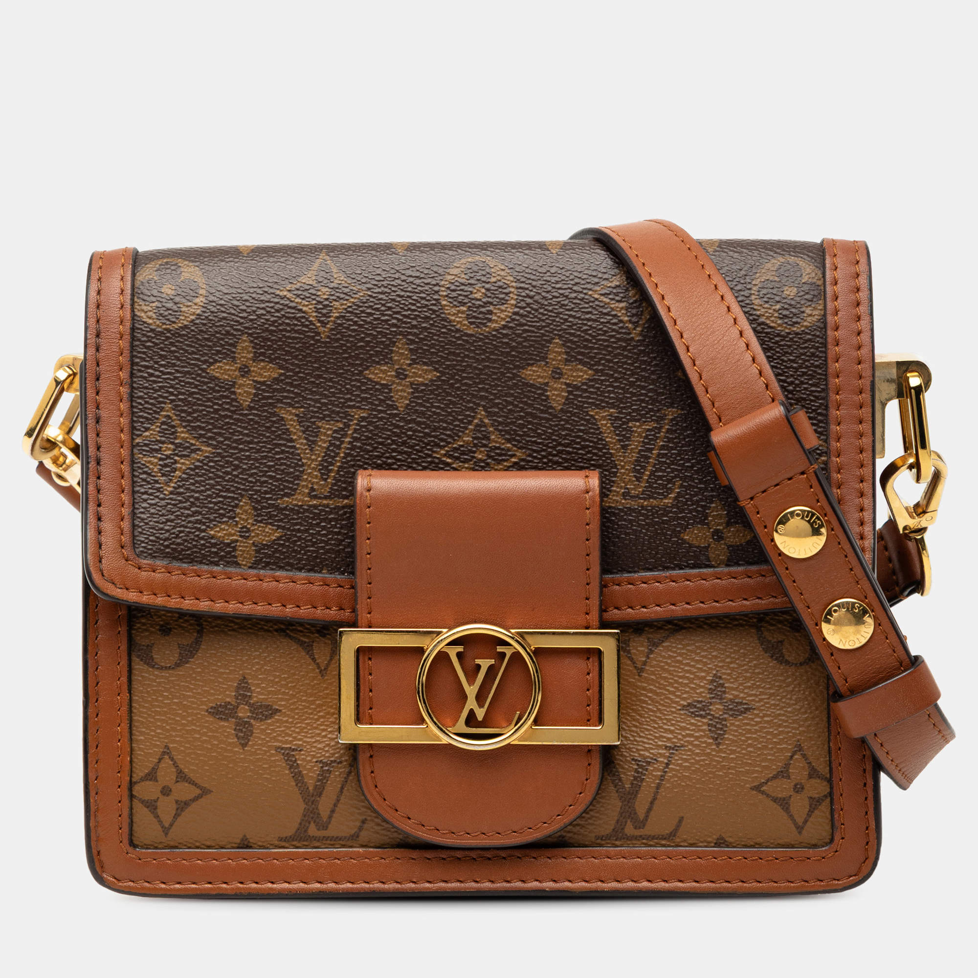 Pre Owned Louis Vuitton Brown Monogram Reverse Mini Dauphine