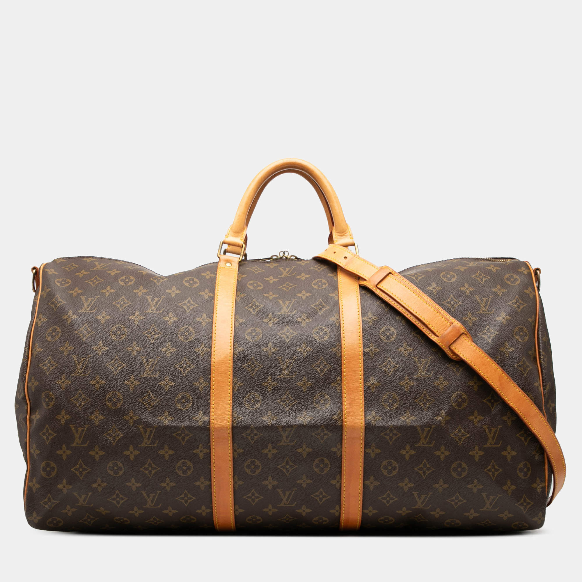 Pre Owned Louis Vuitton Brown Monogram Keepall Bandouliere 60