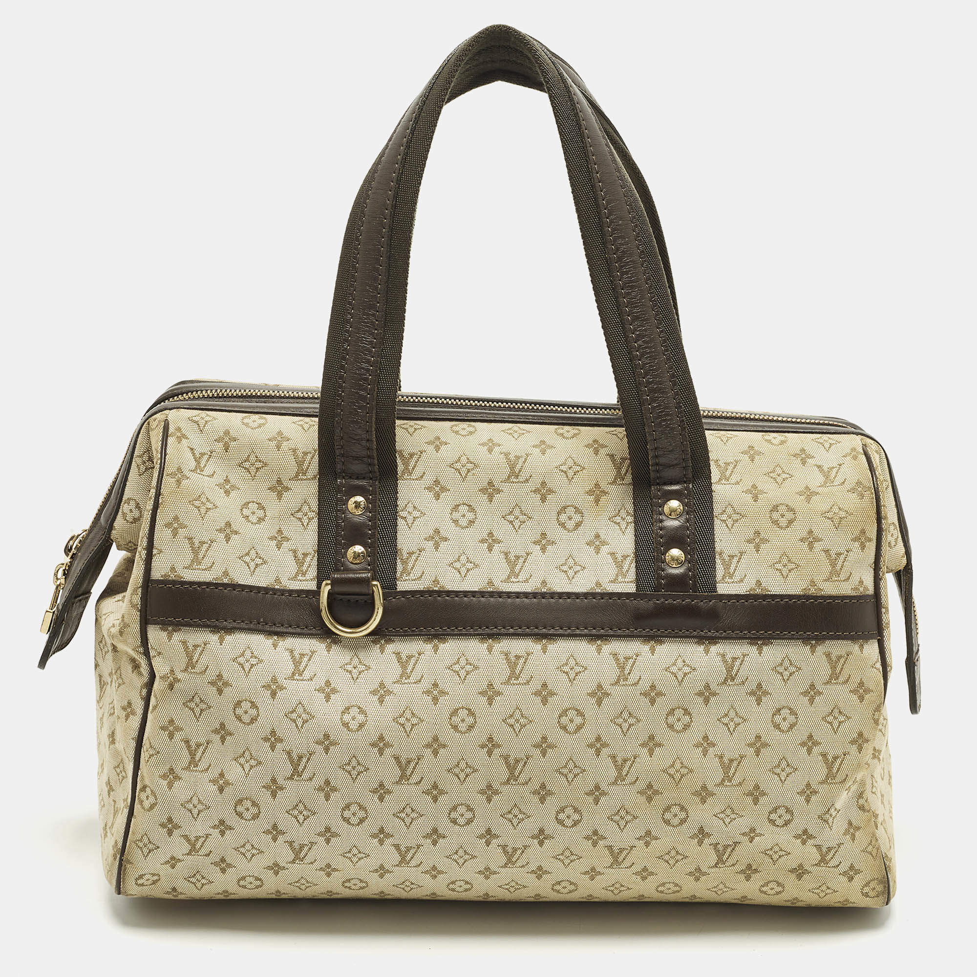 Pre Owned Louis Vuitton  Josephine GM Green/Brown Monogram Mini Lin Canvas Bag