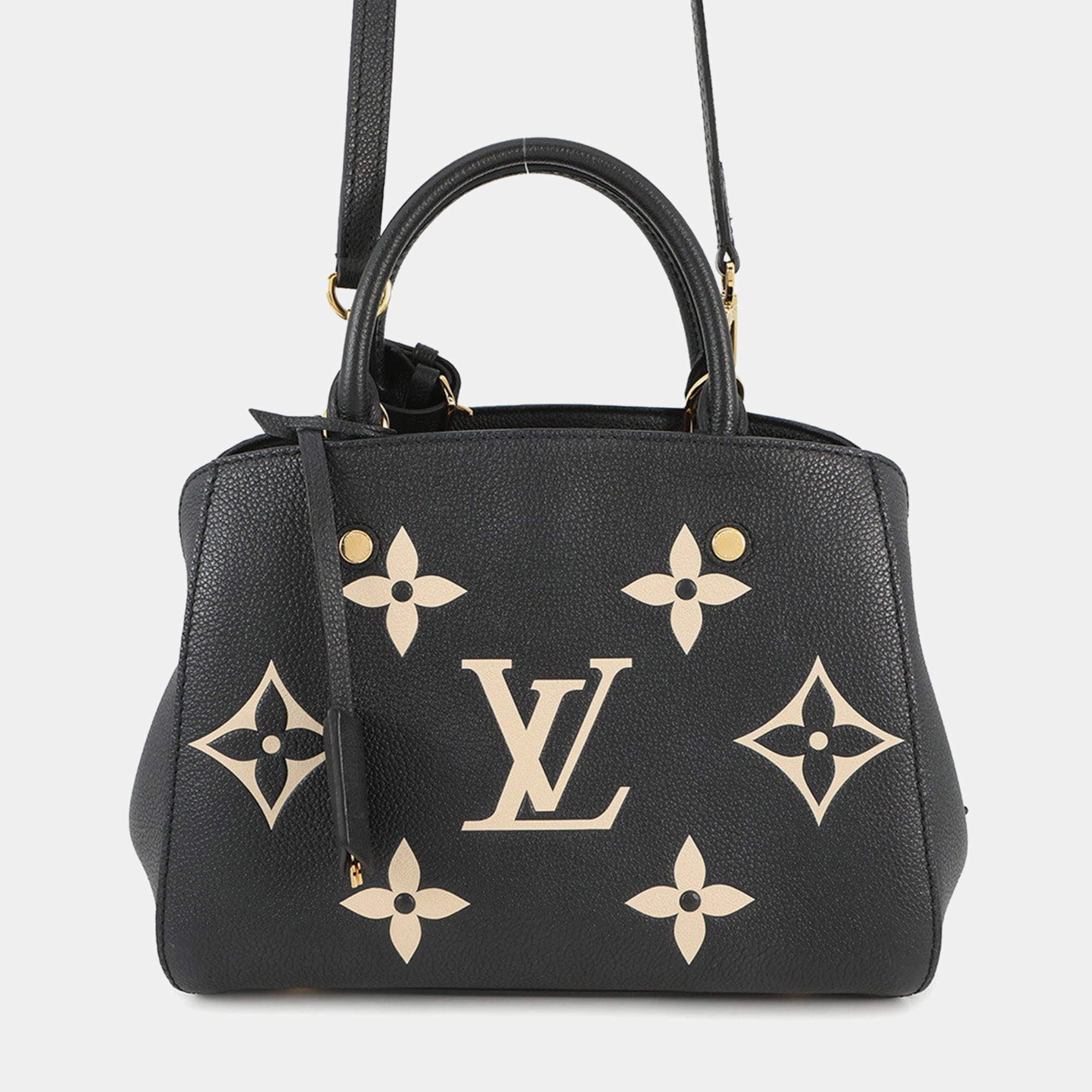 Pre Owned Louis Vuitton Montaignebb Noir Monogram Empreinte Leather Size Bb