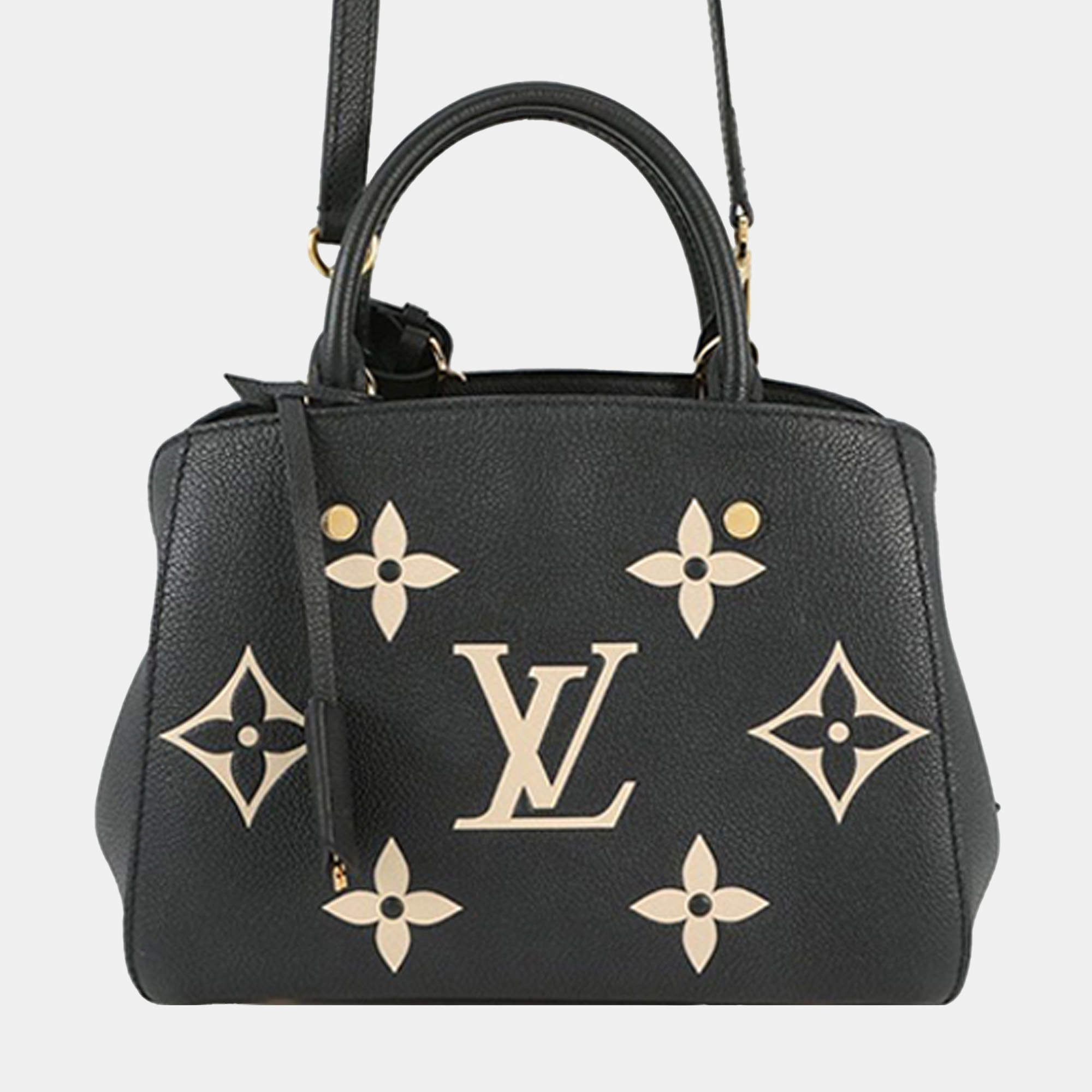 Pre Owned Louis Vuitton Black Bicolor Monogram Empreinte Giant Montaigne BB