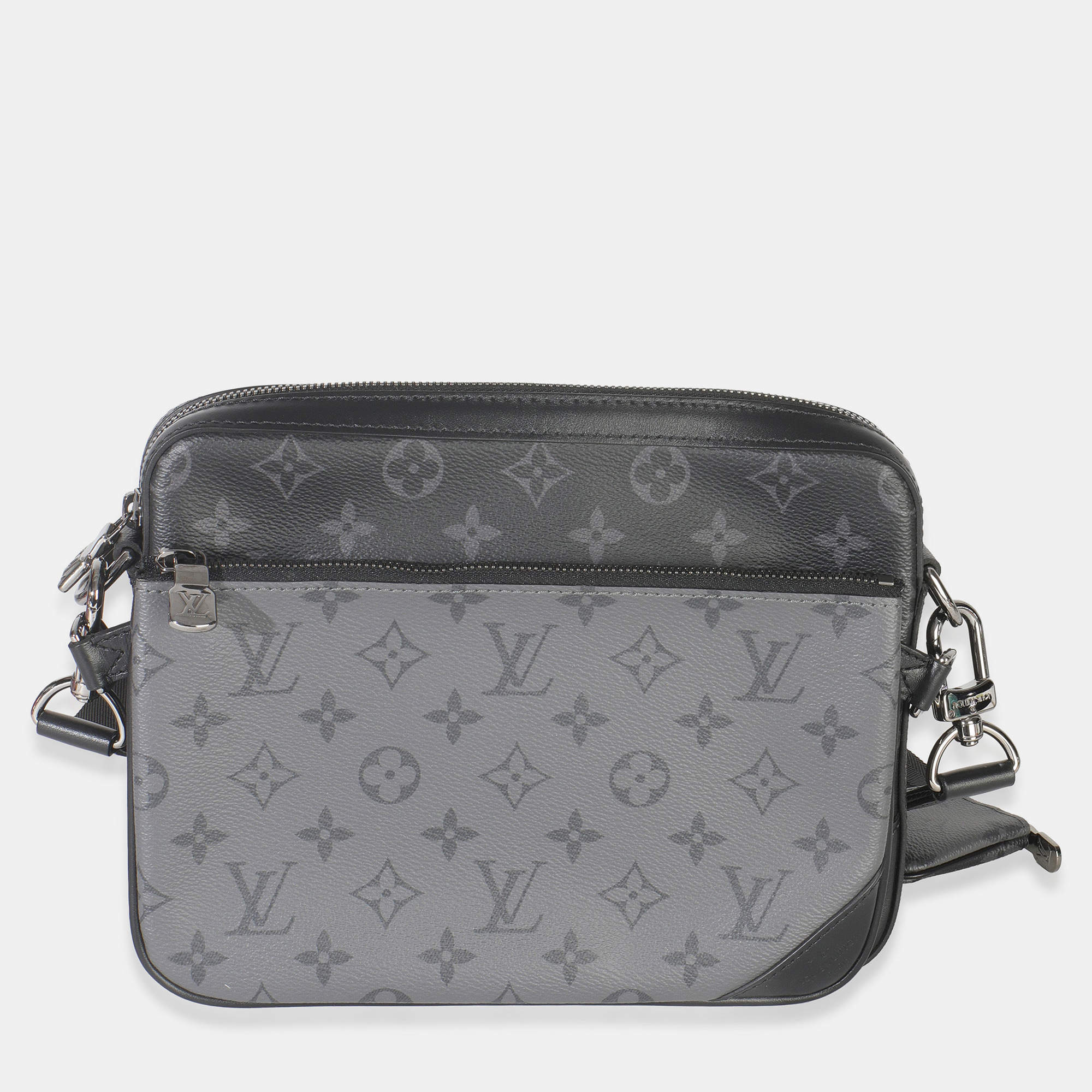 Pre Owned Louis Vuitton Grey Monogram Eclipse Canvas Trio Messenger
