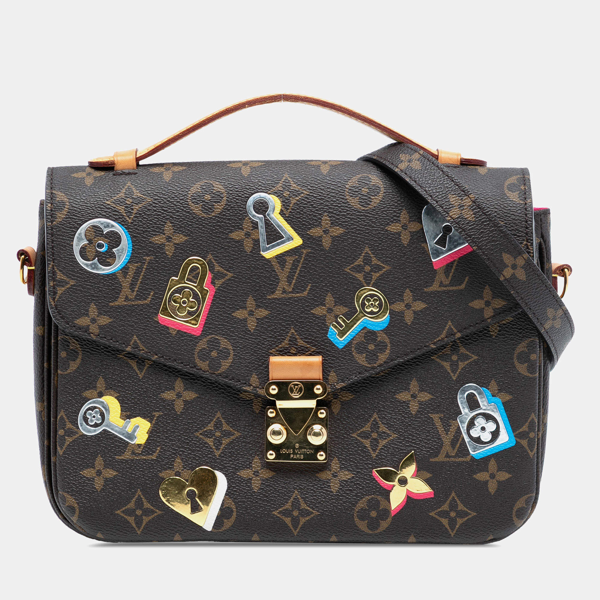 Pre Owned Louis Vuitton Brown Monogram Love Lock Pochette Metis