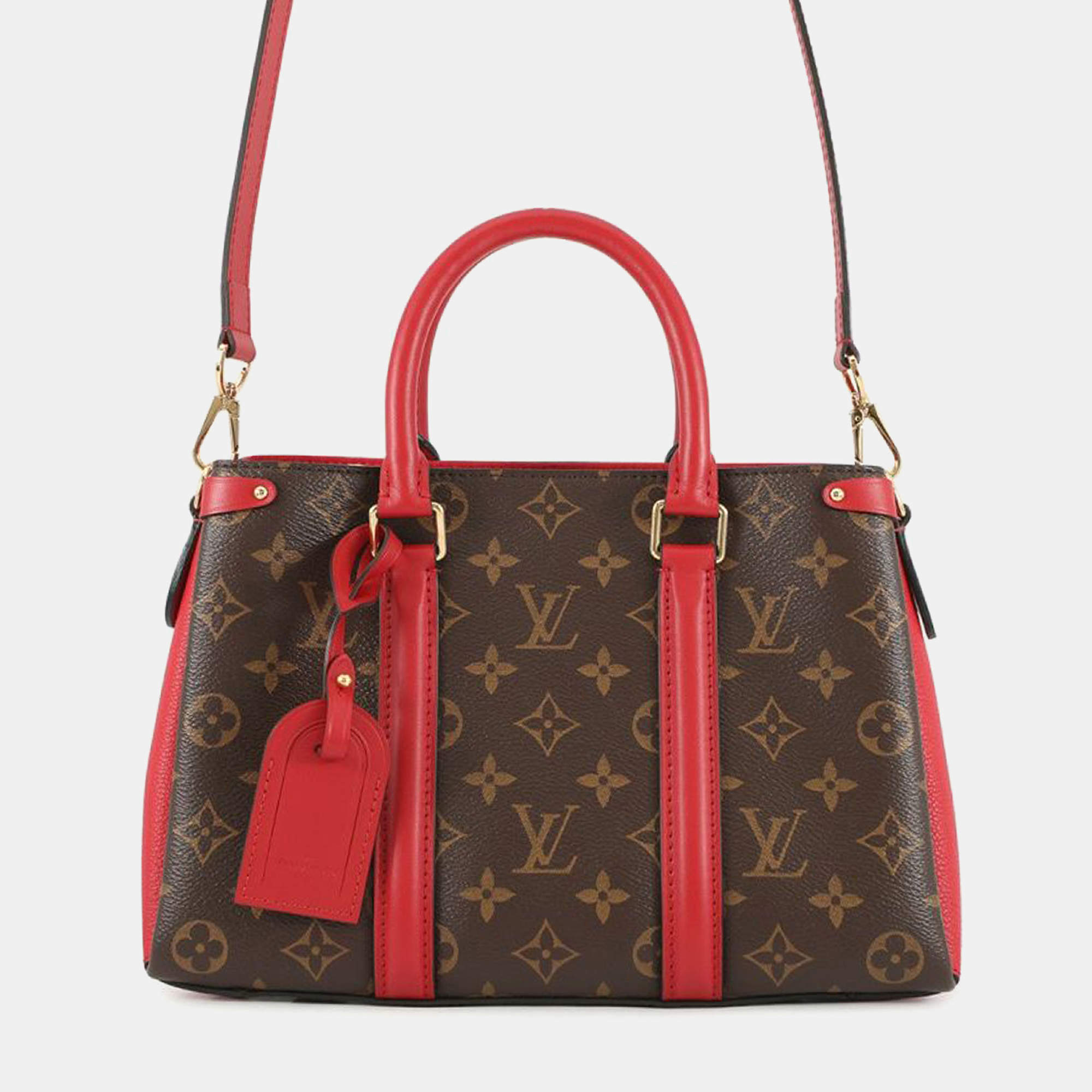 مملوكة مسبقًا Louis Vuitton Brown Red Monogram Soufflot BB