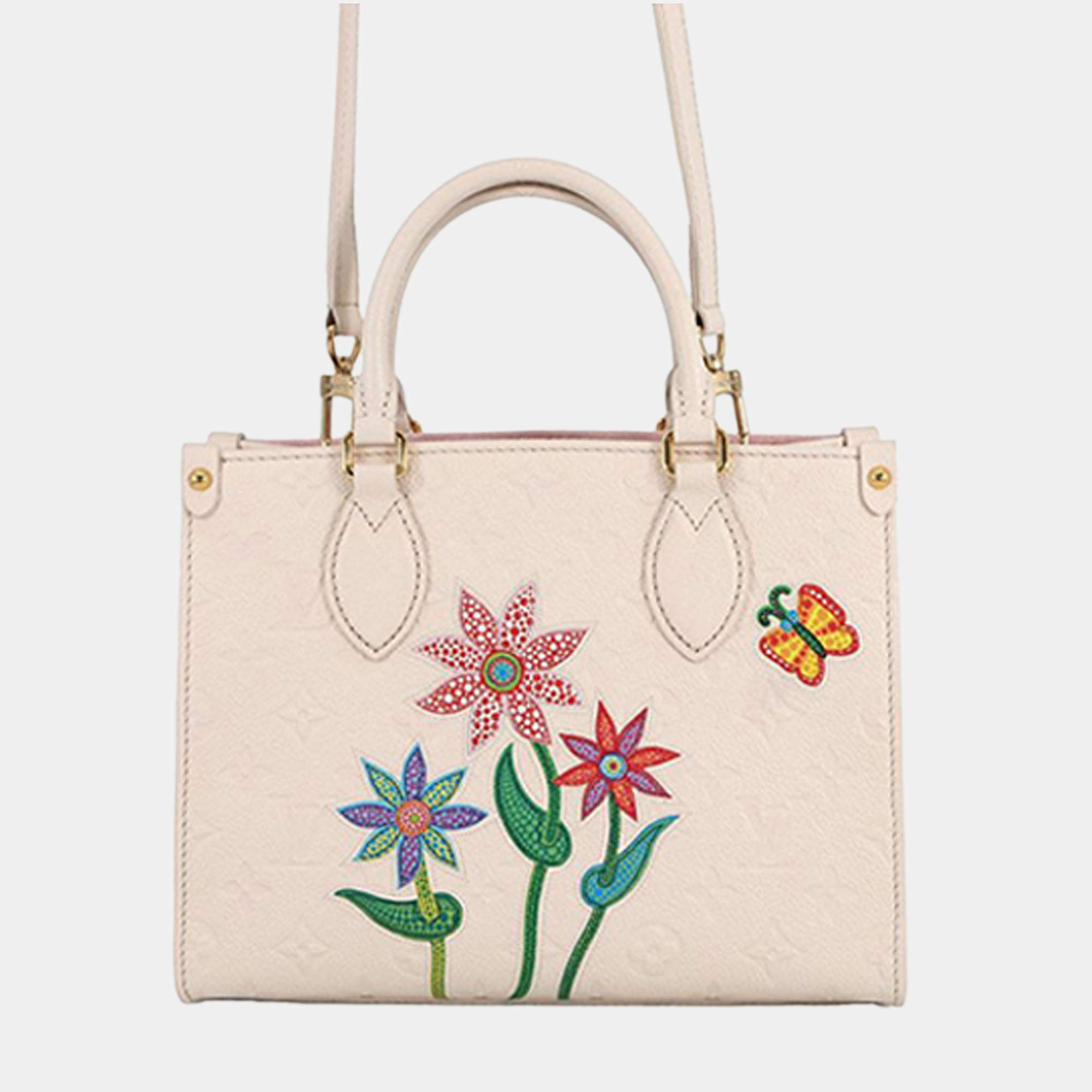 Pre Owned Louis Vuitton White Yayoi Kusama Monogram Giant Empreinte Flower OnTheGo PM