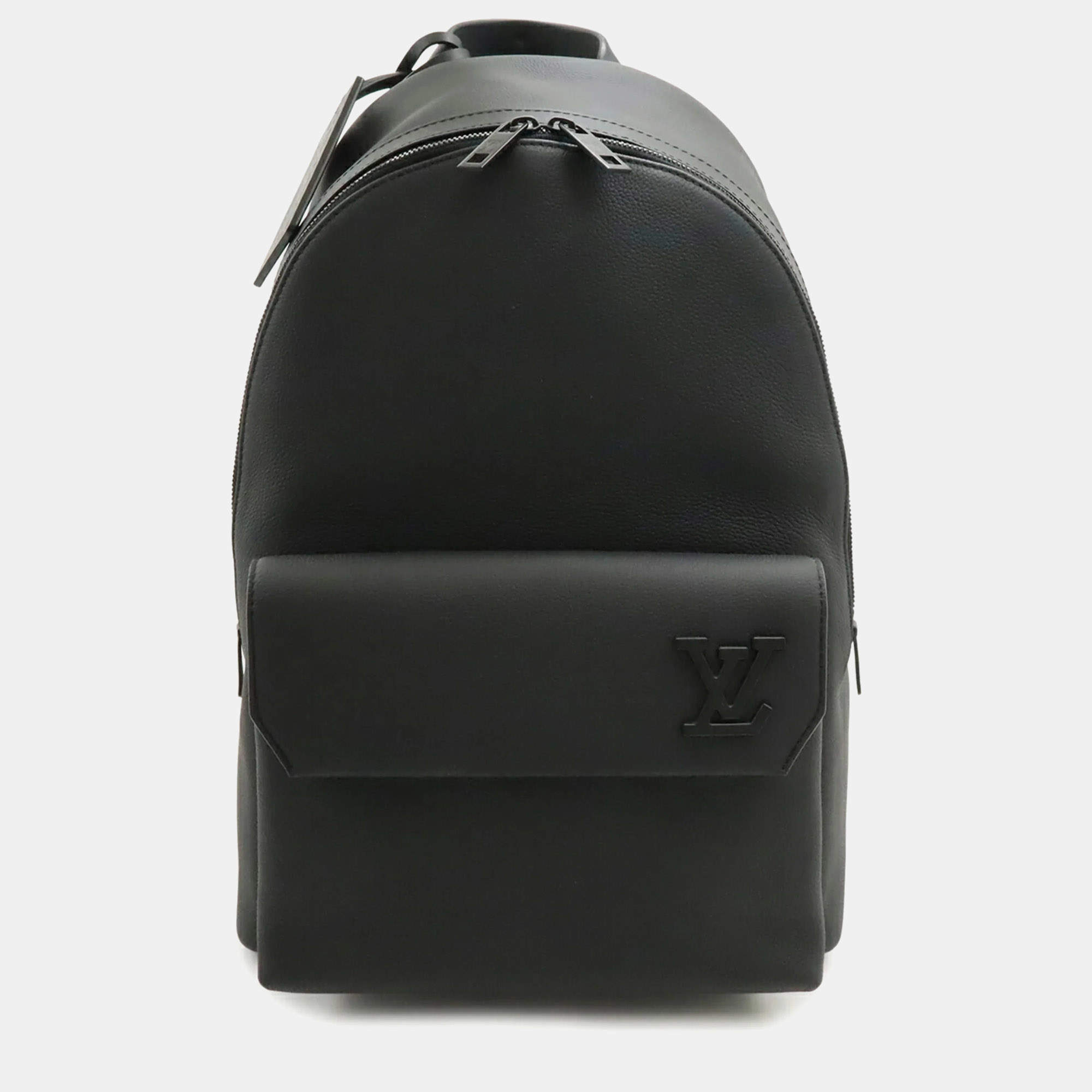 Pre Owned Louis Vuitton Lv Aerogram Takeoff Backpack/Daypack In Grained Leather Noir And Black