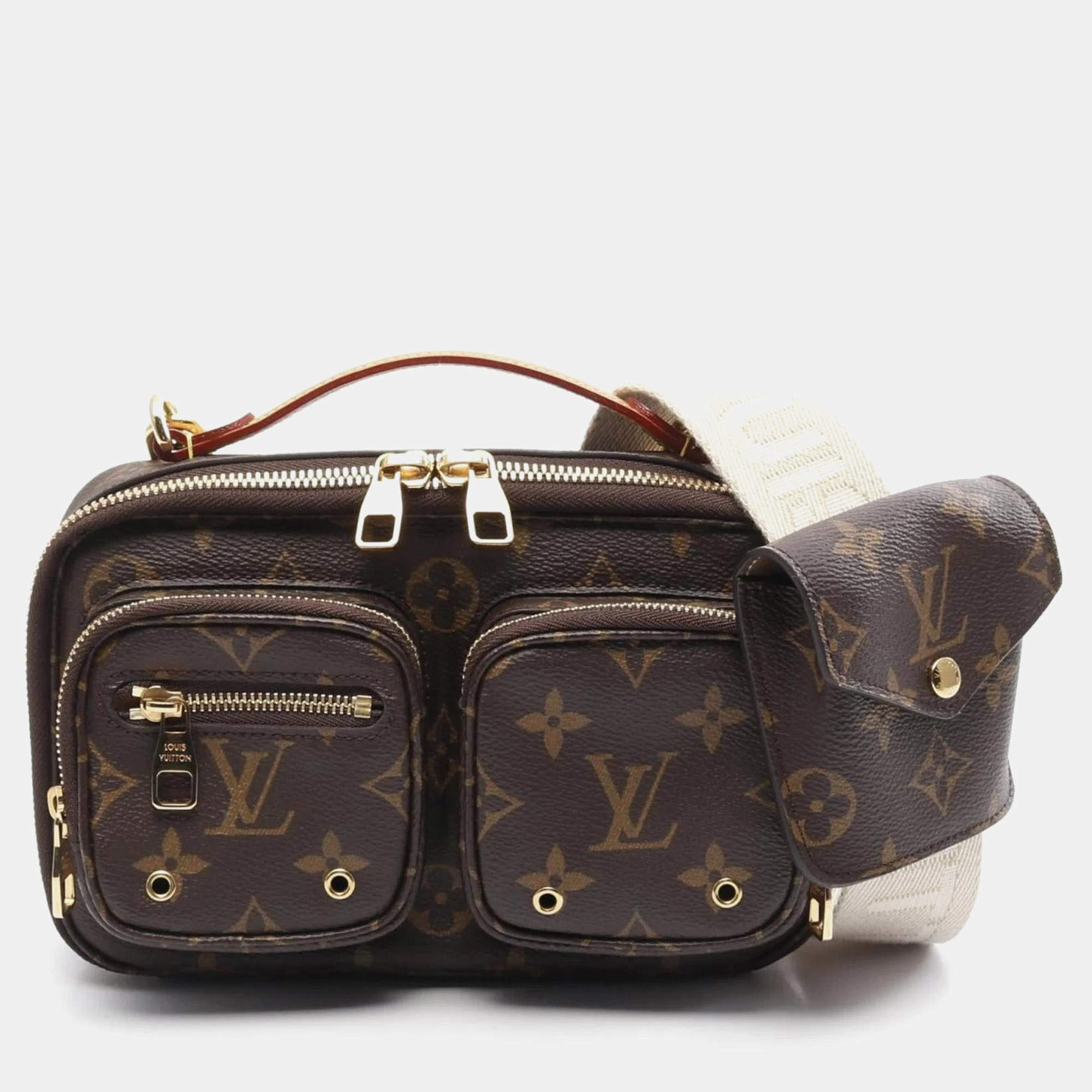 Pre Owned Louis Vuitton Utility Crossbody Handbag In Coated Canvas And Leather With Monogram Design Brown