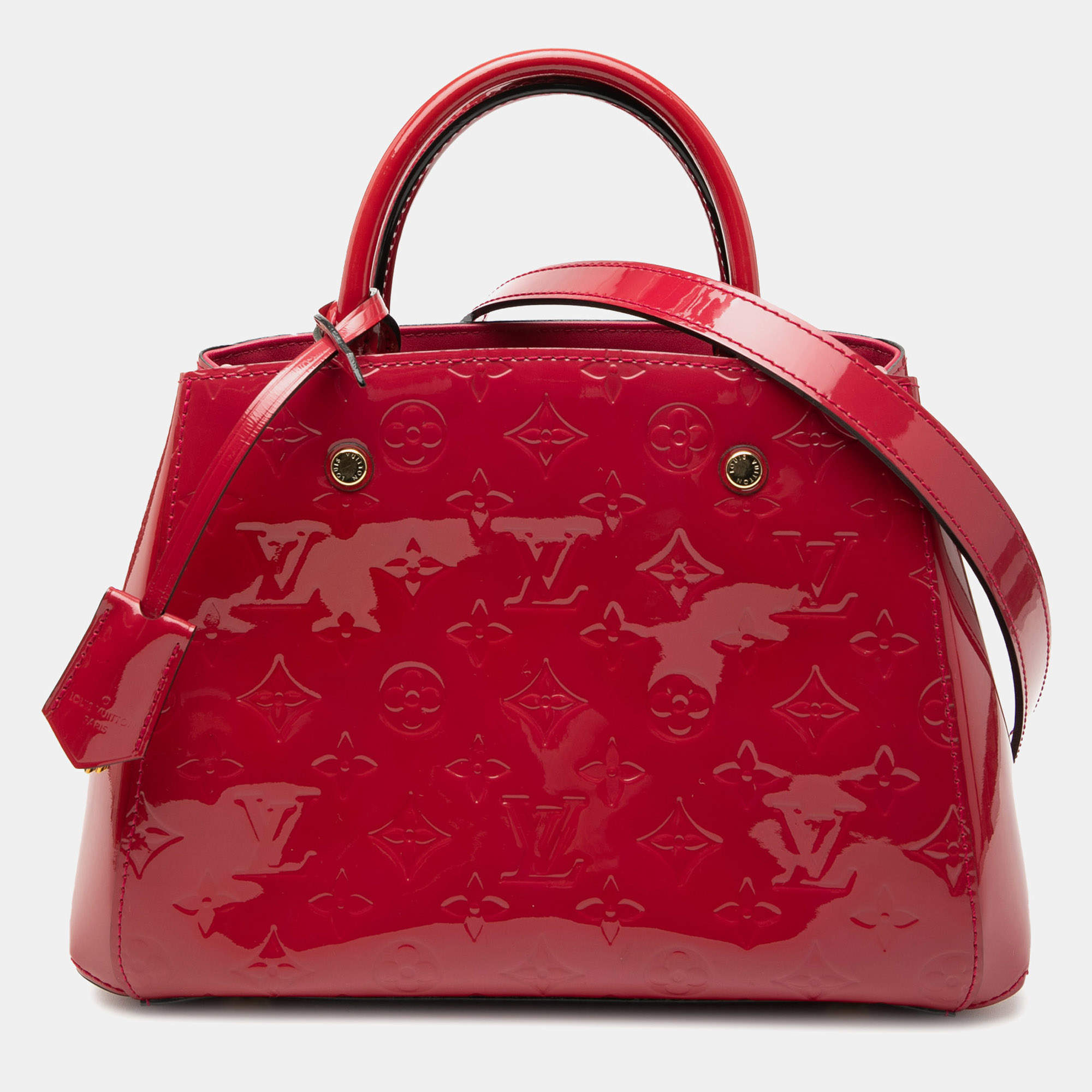 Pre Owned Louis Vuitton Red Monogram Vernis Montaigne BB