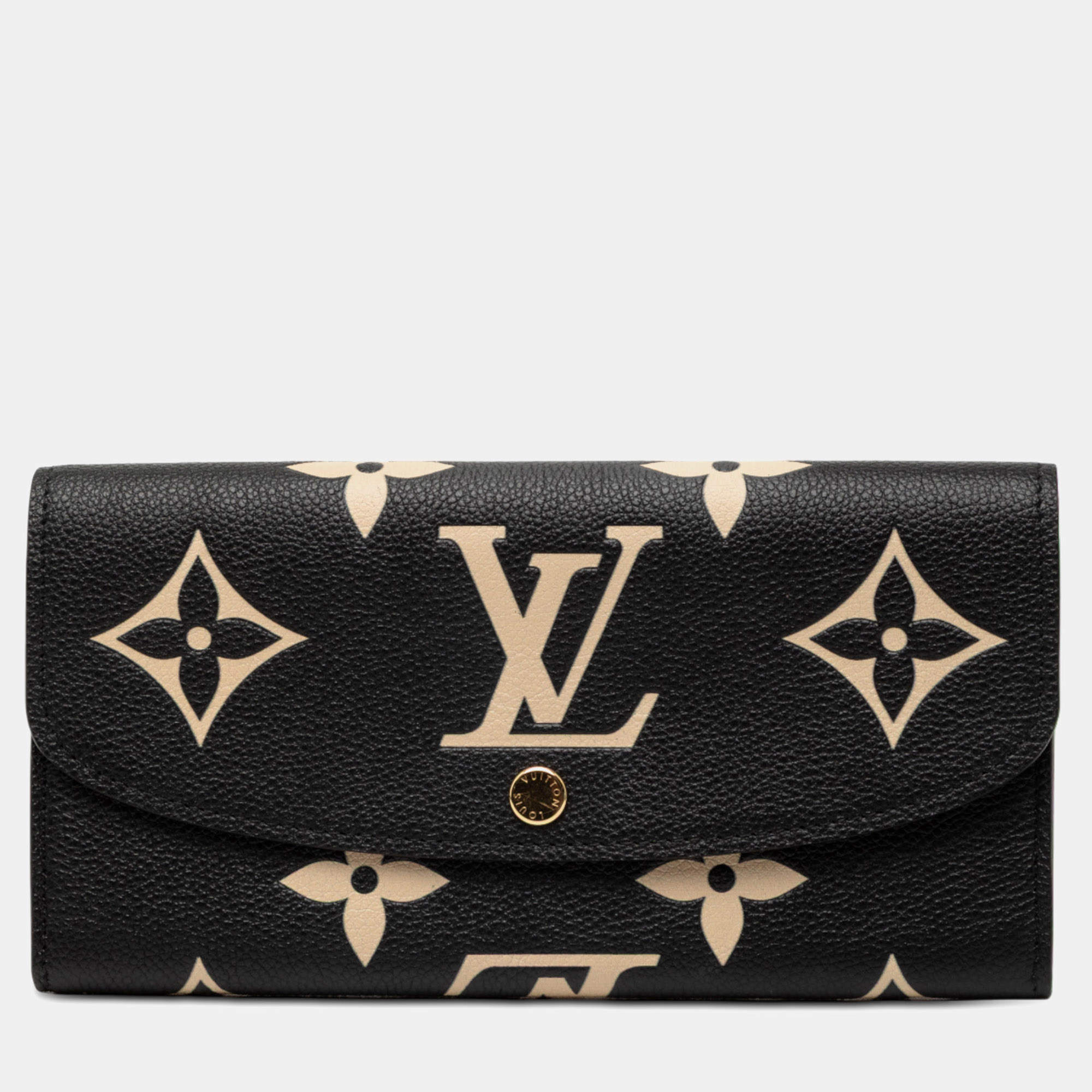 Pre Owned Louis Vuitton Black Brown Bicolor Monogram Empreinte Giant Emilie Wallet