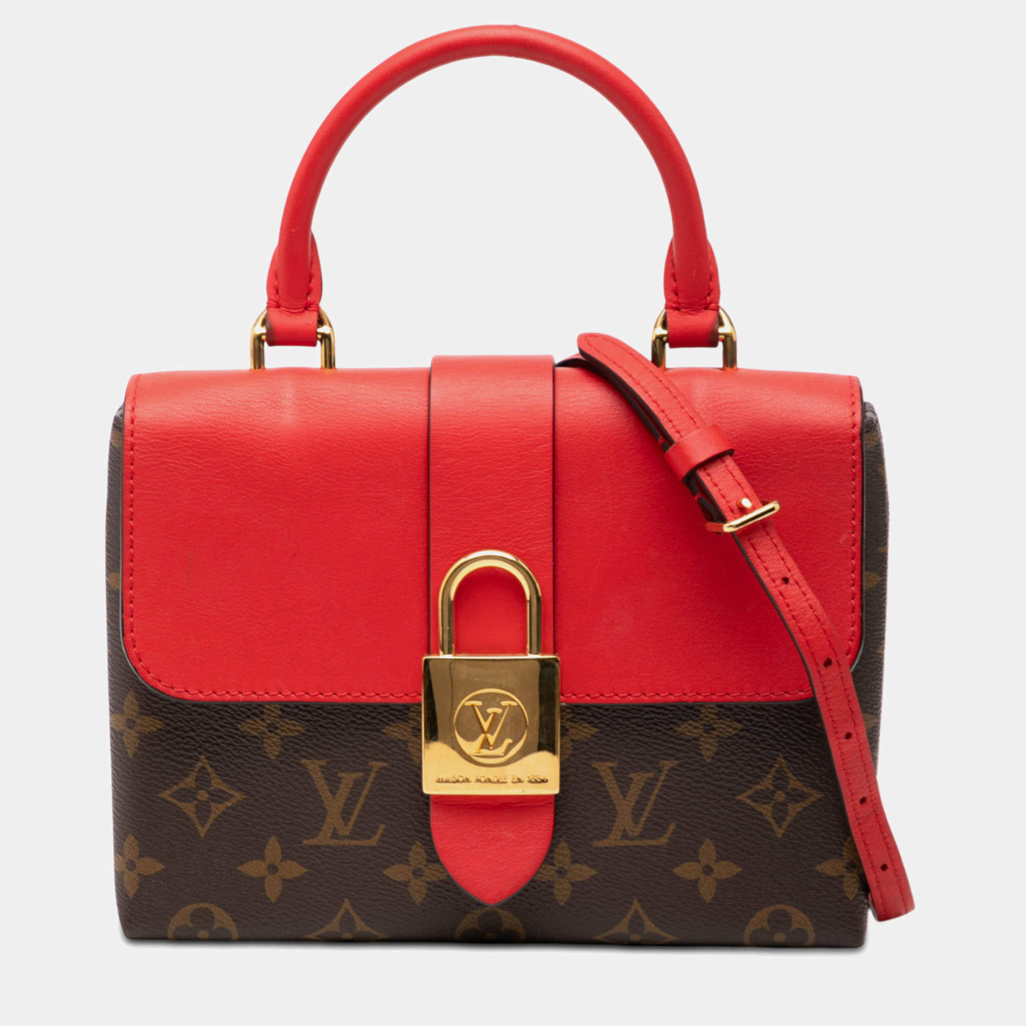 Pre Owned Louis Vuitton Brown Red Monogram Locky BB