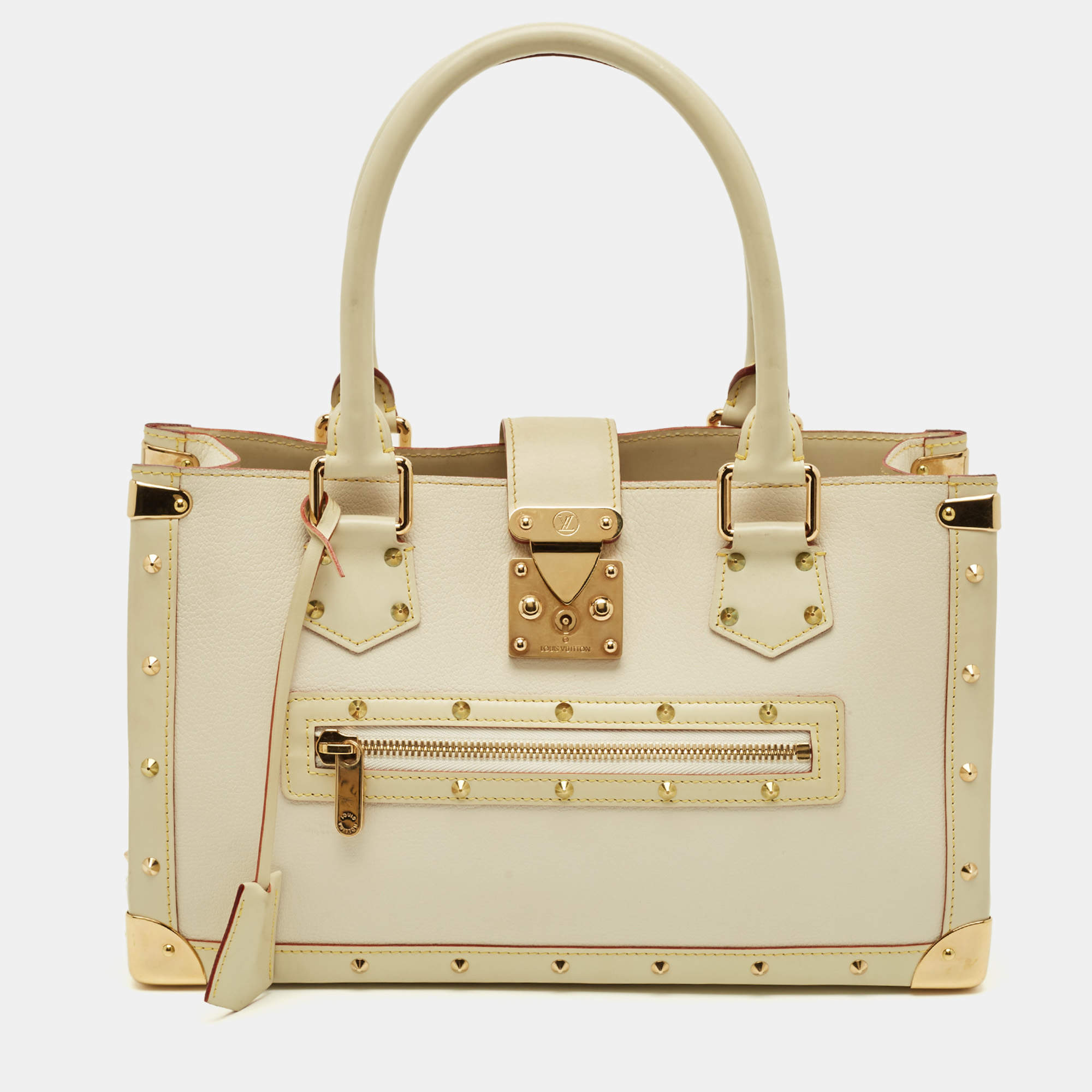 Pre Owned Louis Vuitton Le Fabuleux White Suhail Leather Bag
