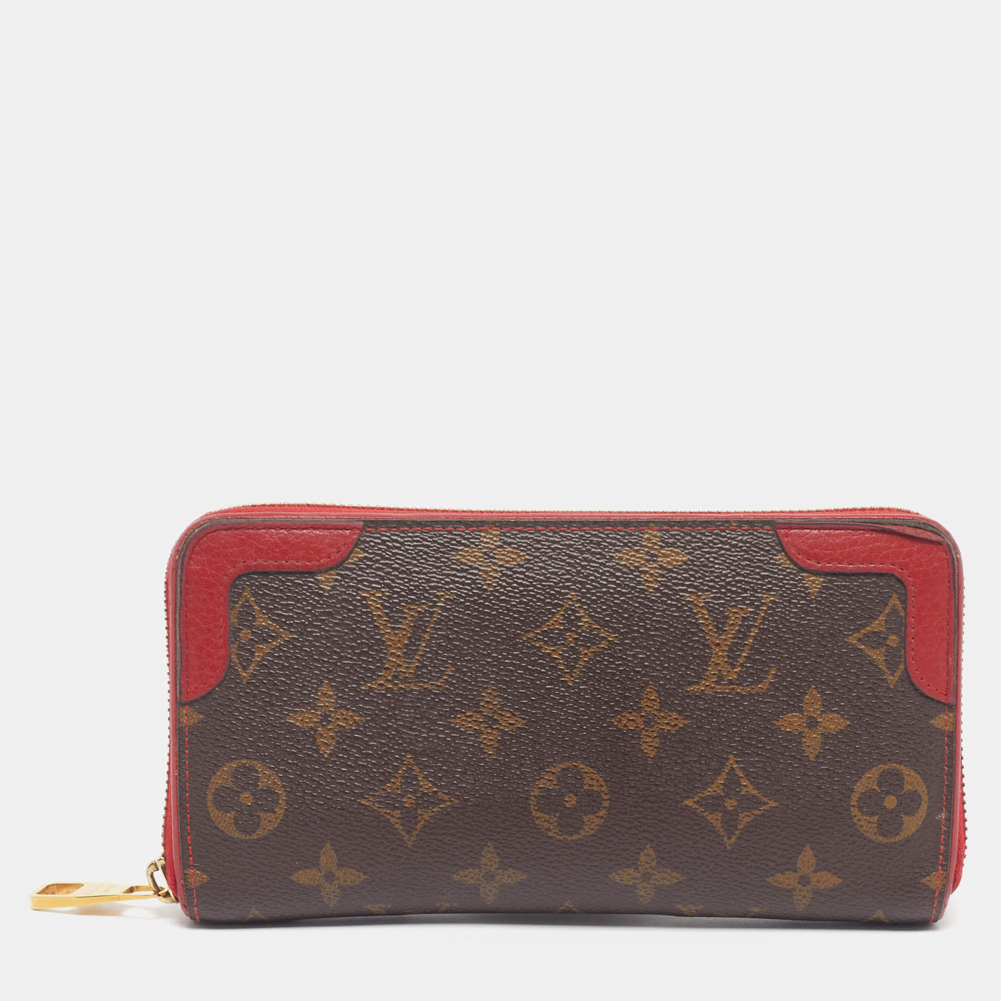 Pre Owned Louis Vuitton Retiro Zippy Cherry Monogram Canvas Wallet
