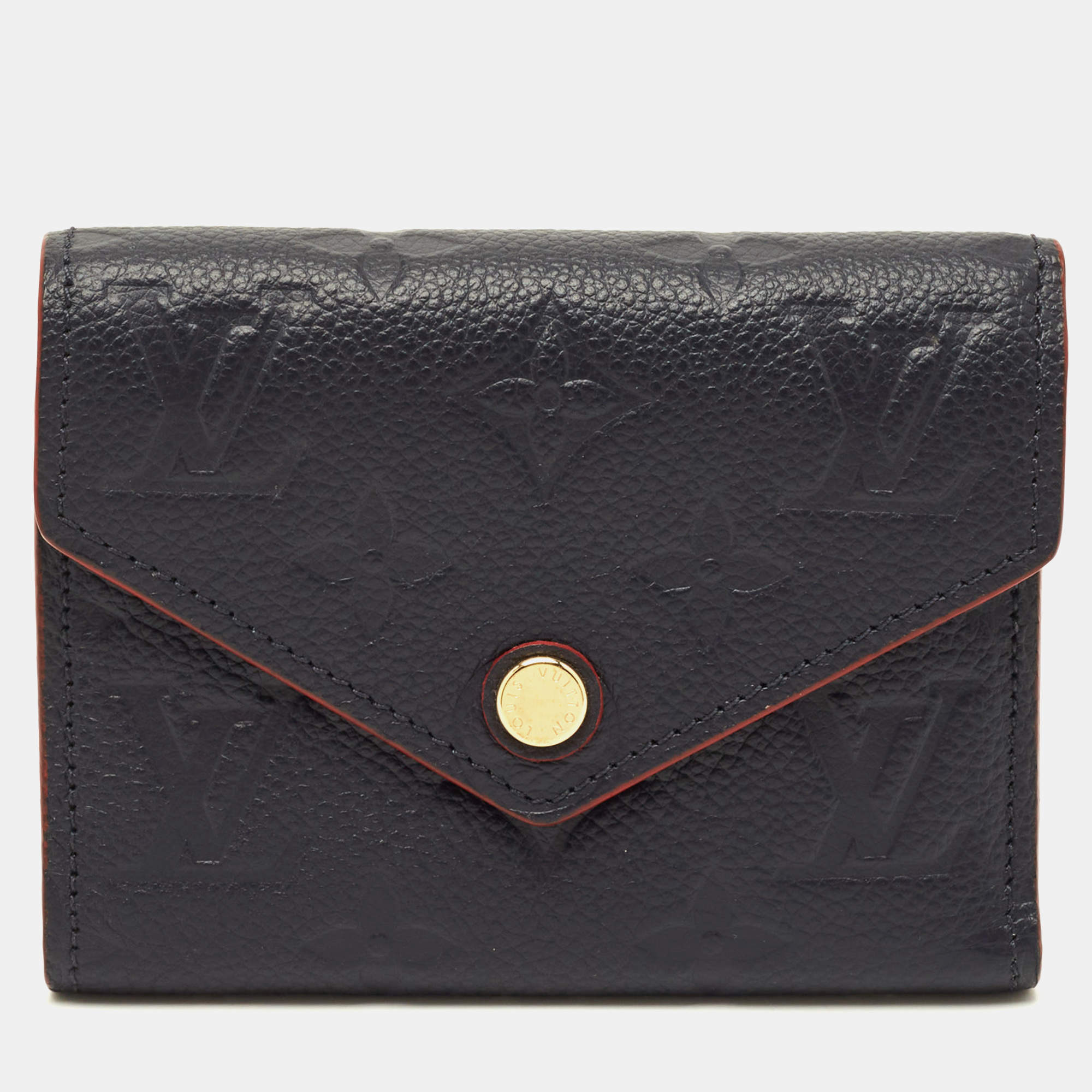 Pre Owned Louis Vuitton Victorine Marine/Rouge Monogram Empreinte Leather Trifold Wallet