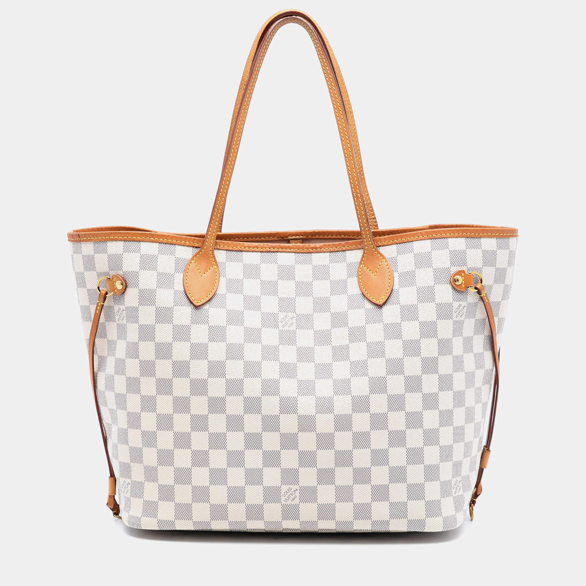 Pre Owned Louis Vuitton White Damier Azur Neverfull MM