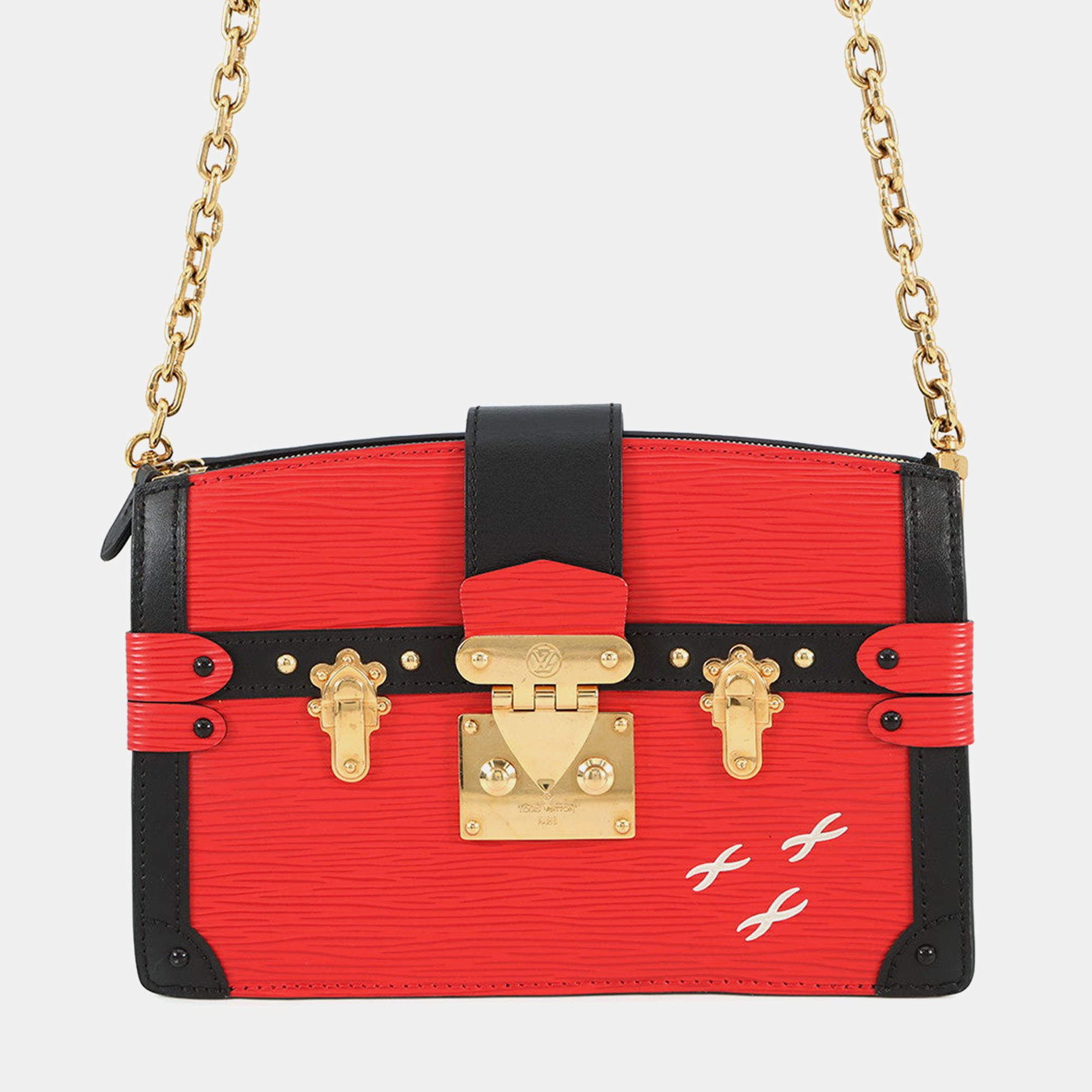 Pre Owned Louis Vuitton Trunk Red Epi Leather Clutch Bag