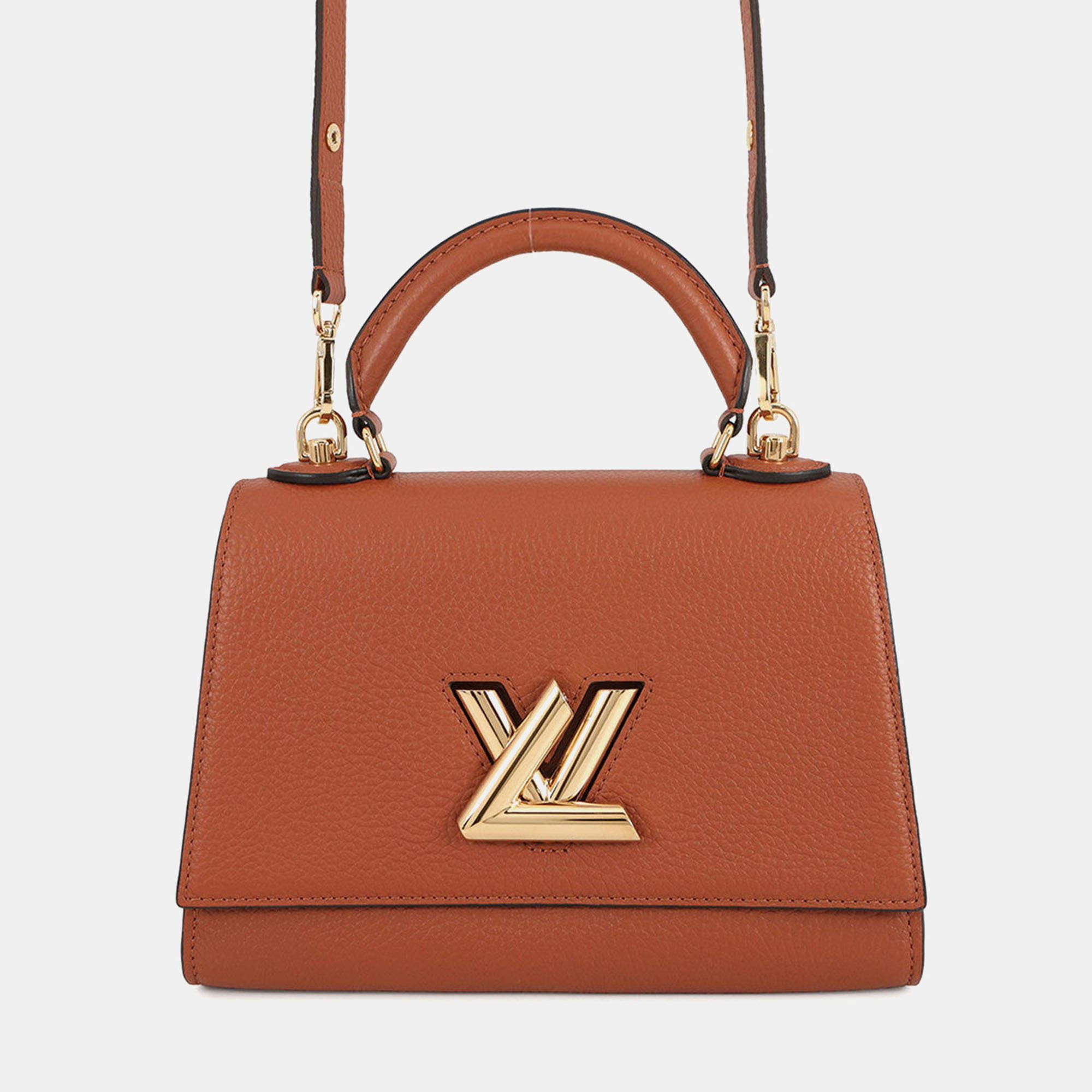 Pre Owned Louis Vuitton Twist One Handle PM Caramel Taurillon Leather Top Handle Bag