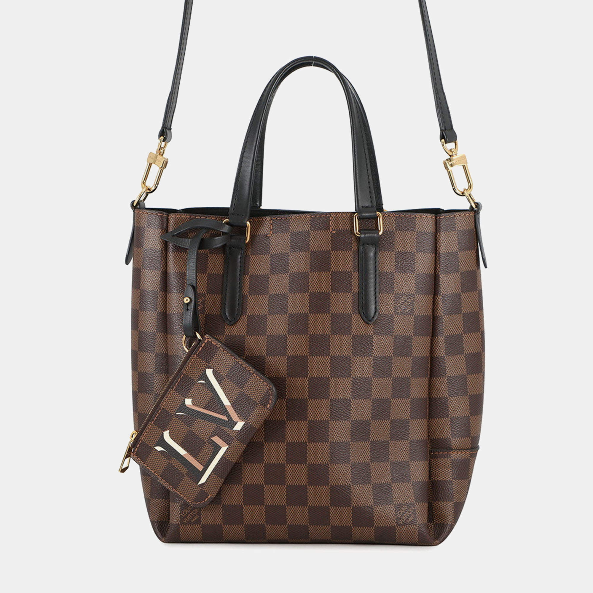 مملوكة مسبقًا Louis Vuitton Belmont NV BB Black Damier Ebene Canvas Top Handle Bag