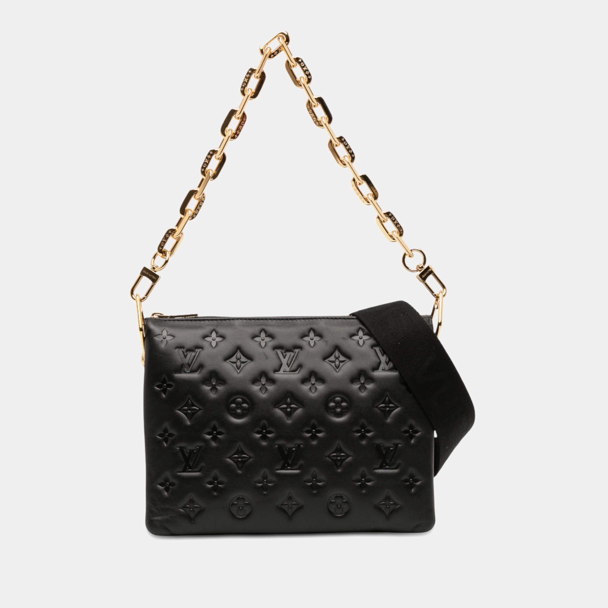 Pre Owned حقيبة لويس فيتون كوسين بوفي من جلد الحمل المنقوش بمونوغرام أسود PM